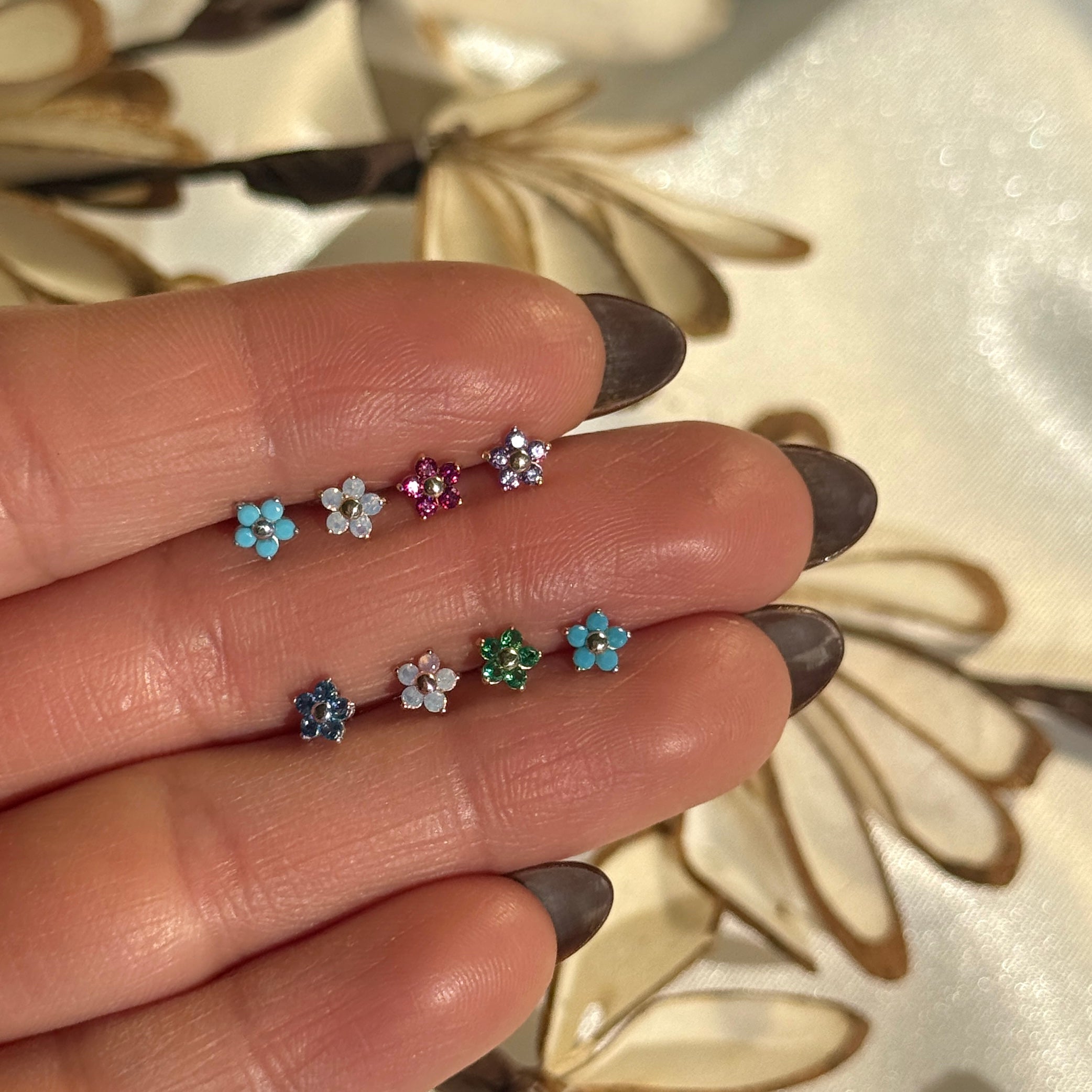 14k Yellow Gold Pink Opal Flower Stud Earrings for Women - Elegant Floral Jewelry for Daily Wear, Gifts & Special Occasions