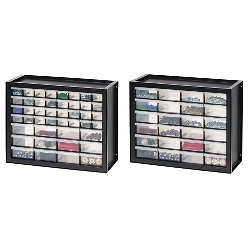 IRIS USA DPC-44 44-Drawer Parts Organizer Cabinet - Black Plastic Storage for Hardware, Tools, Crafts & Office Supplies - Perfect for Garage, Workshop & Home Organization
