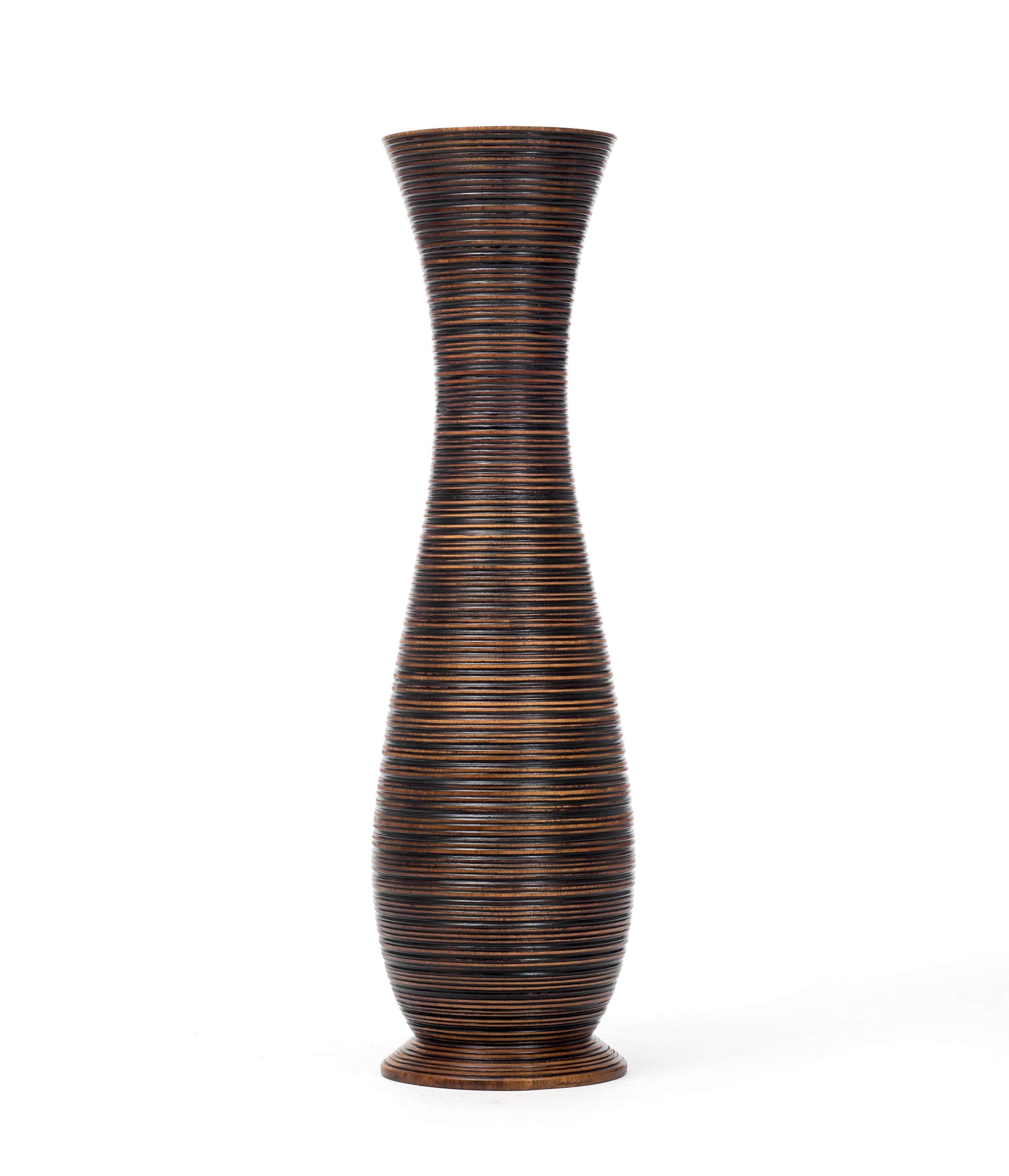 Leewadee 36 Inch Large Brown Wooden Floor Vase - Farmhouse Decor for Flowers, Fake Plants & Pampas Grass - Perfect for Living Room, Entryway & Home Styling