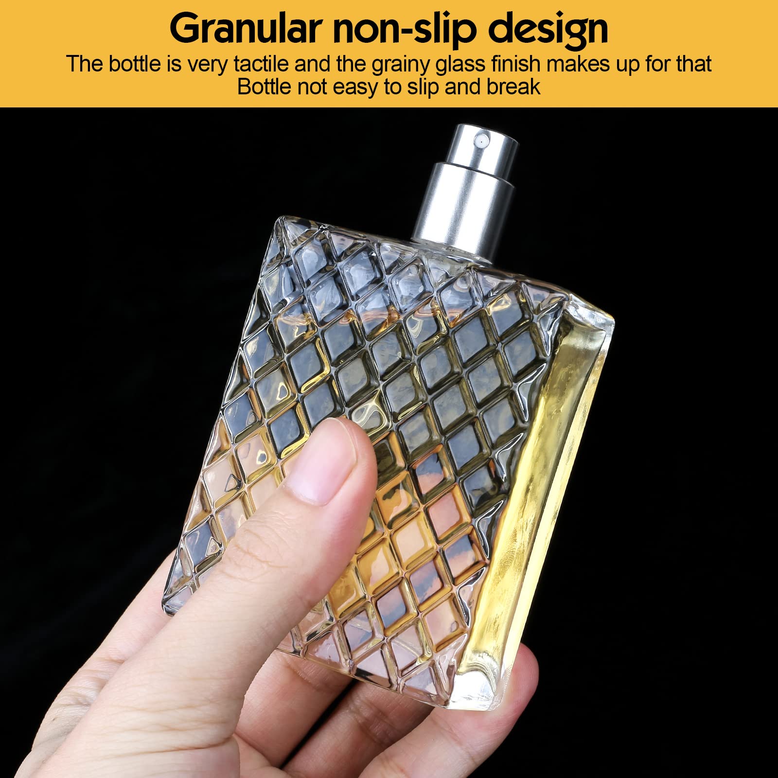 Ysimple 2 Pack 100ml Perfume Atomizer - Portable Refillable Glass Perfume Spray Bottles with Fine Mist, Travel-Size Empty Cosmetic Atomizer for Women & Men (Silver) - Perfect for Travel, Gym, Office & Daily Use