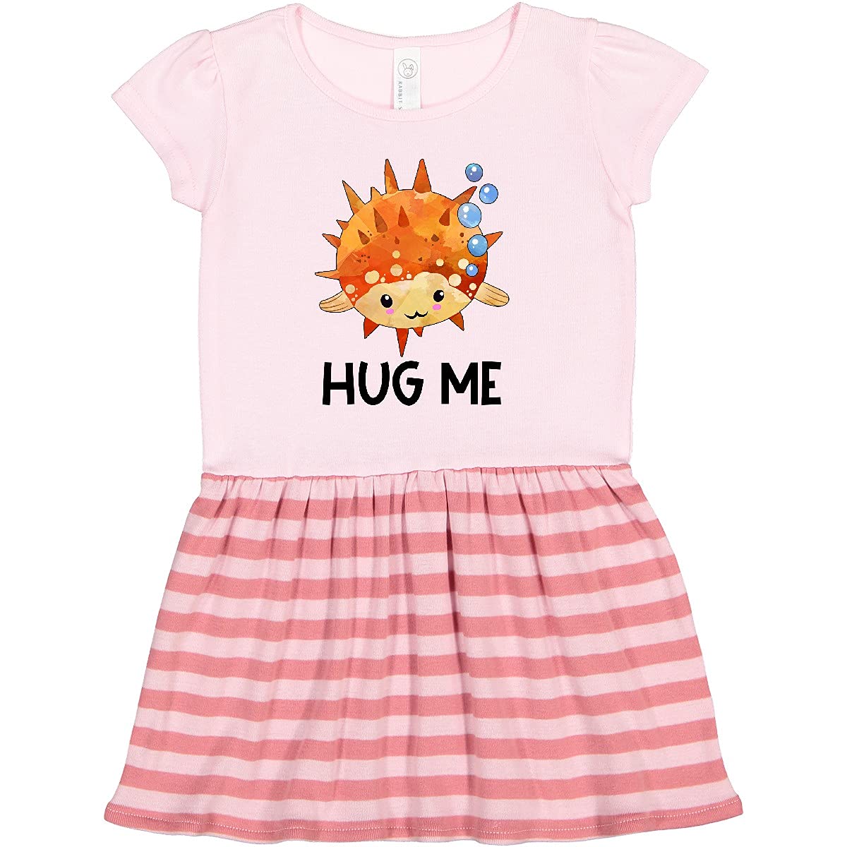 Inktastic Cute Pufferfish with Bubbles Toddler Dress - Soft & Comfortable Girls' Fish Print Casual Outfit for Playdates, Beach Trips & Everyday Wear
