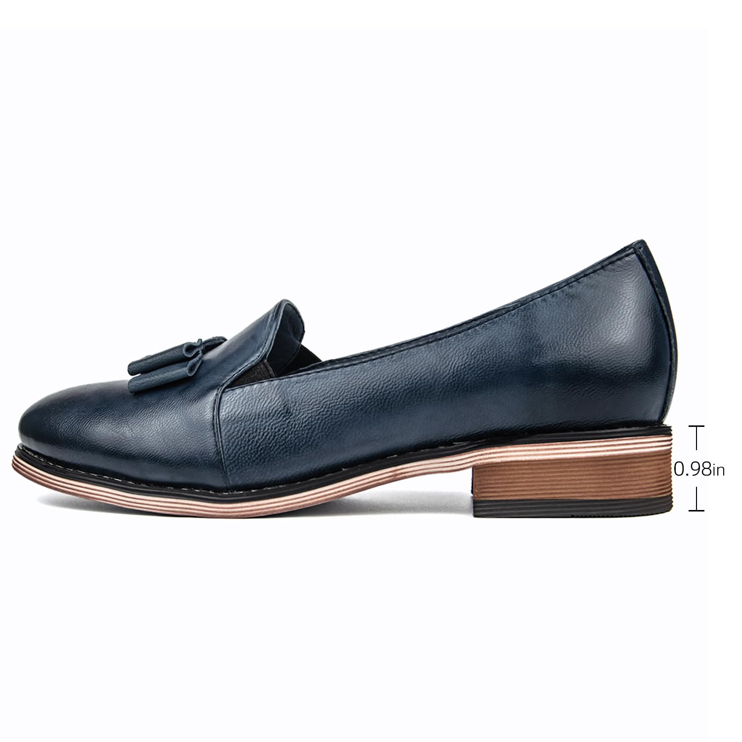 Women's Leather Bow Penny Loafers - Business Casual Slip-On Flats for Office & Work | Comfortable Ladies Shoes for Professional & Everyday Wear