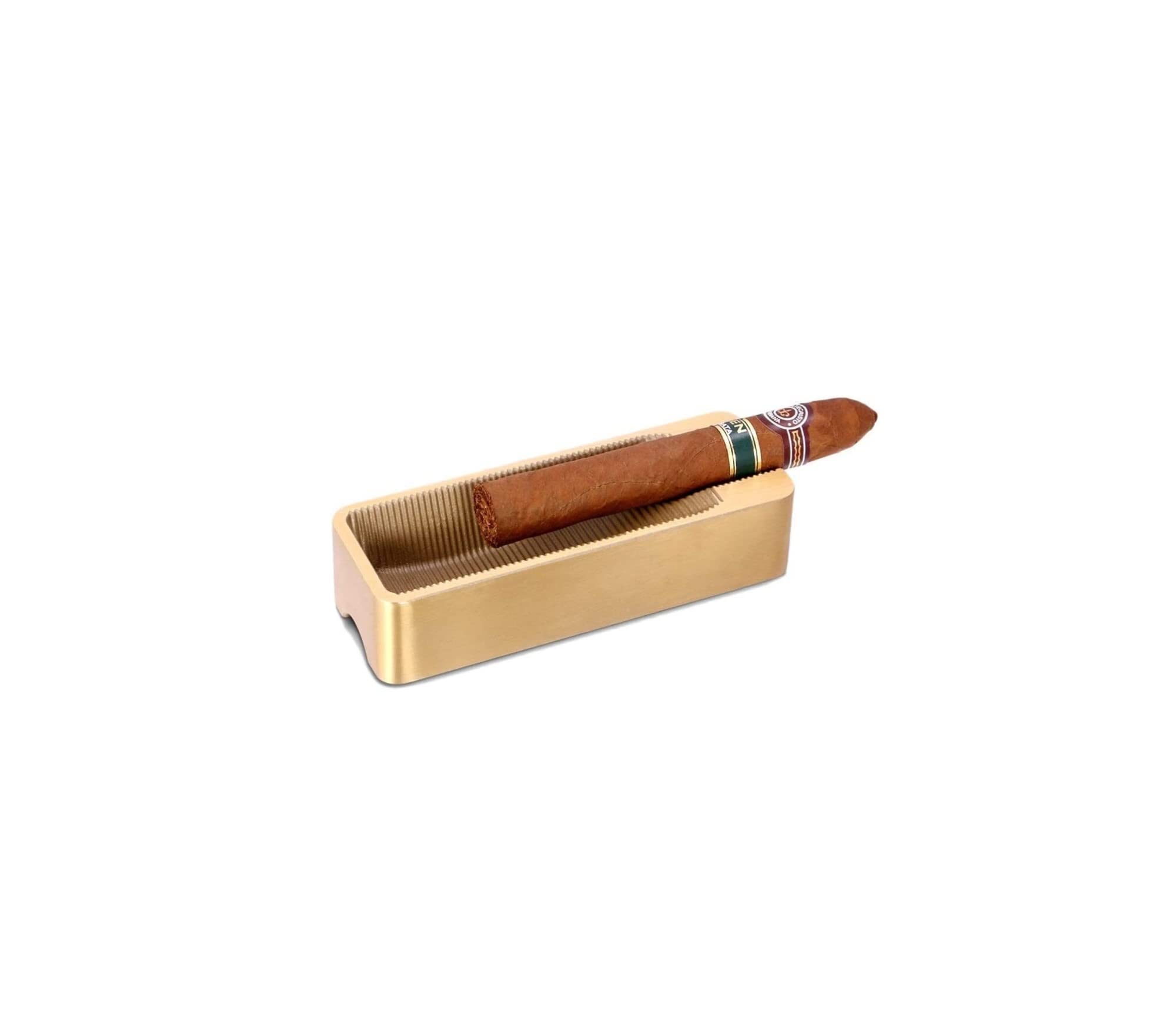 Golden Metal Ashtray for Home, Office, or Living Room - Elegant Desktop Cigarette Tray for Indoor & Outdoor Use - Perfect for Smoking Areas, Patios, and Workspaces