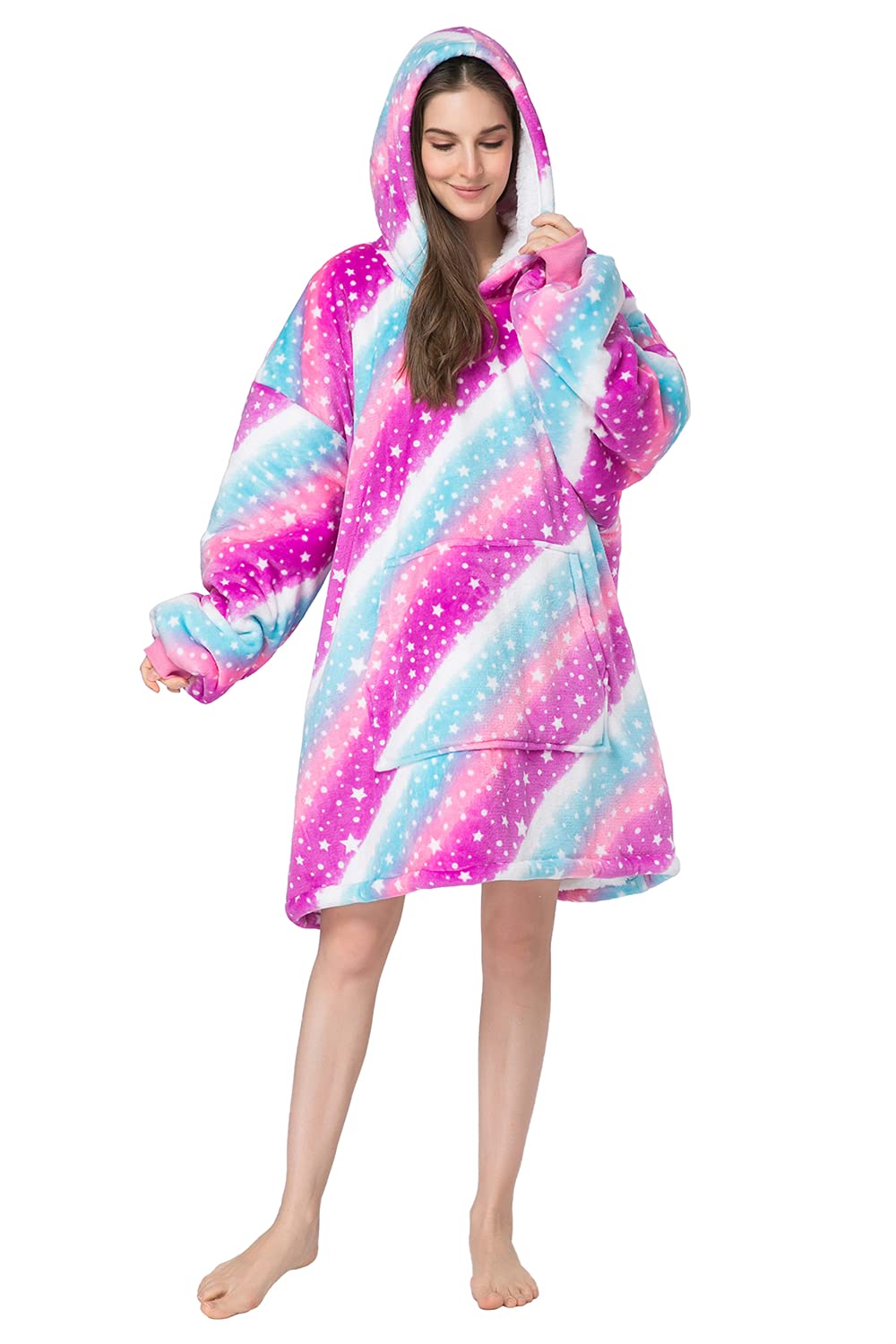 Cozy Wearable Blanket for Adults - Long Sleeve Oversized Hoodie Sweatshirt with Tie Dye Design | Perfect for Lounging, Netflix Nights & Cold Weather