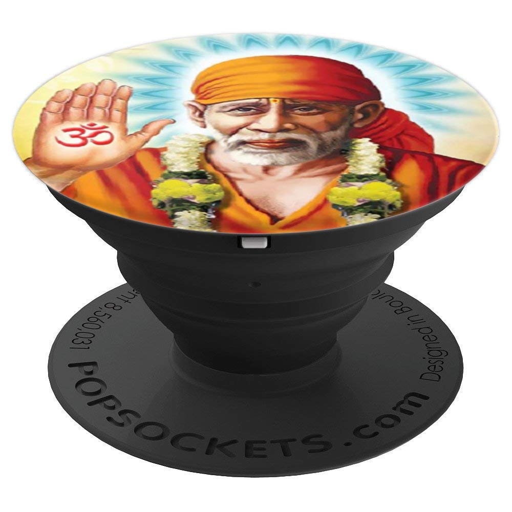 Om Sai Ram Sai Baba Shirdi Sai PopSockets PopGrip - Swappable Phone & Tablet Grip for Devotees | Perfect for Prayer, Meditation & Daily Use