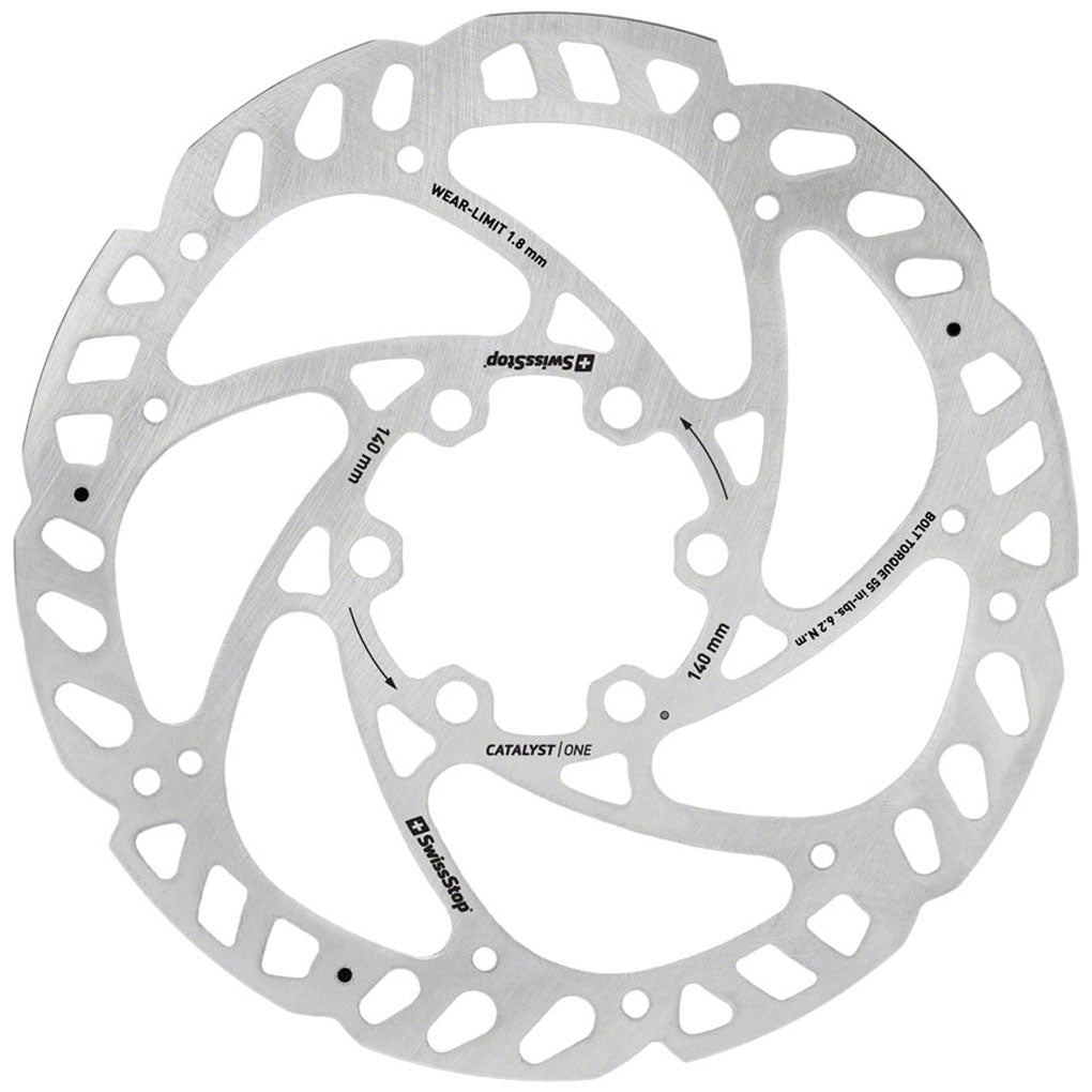 SwissStop Catalyst One Disc Rotor 140mm - 6 Bolt Mountain Bike Brake Rotor in Silver | High-Performance Disc Brake for MTB, Road & Cyclocross Bikes | Ideal for Trail Riding, Commuting & Racing