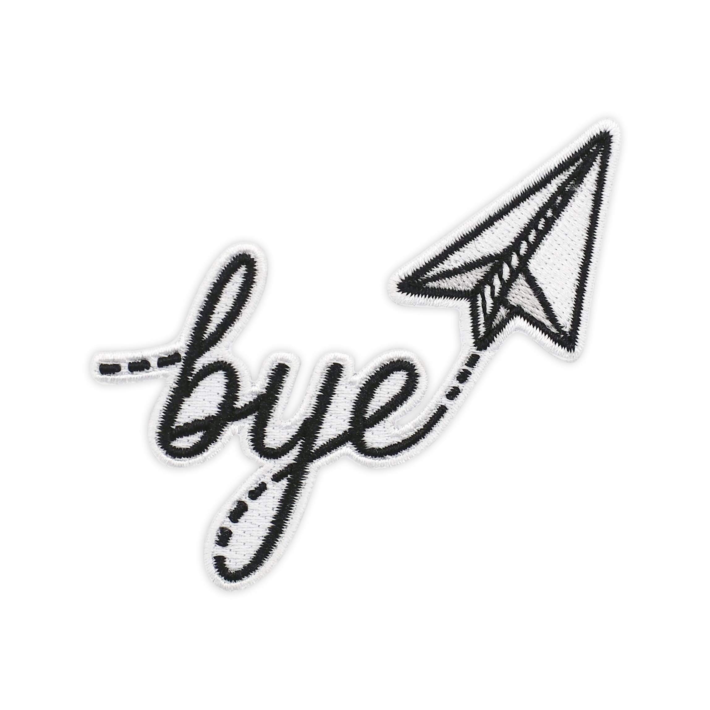 Winks For Days Bye Paper Airplane Embroidered Iron-On Patch - DIY Sewing Applique for Jackets, Bags & Denim - Perfect for Customizing Clothes & Accessories