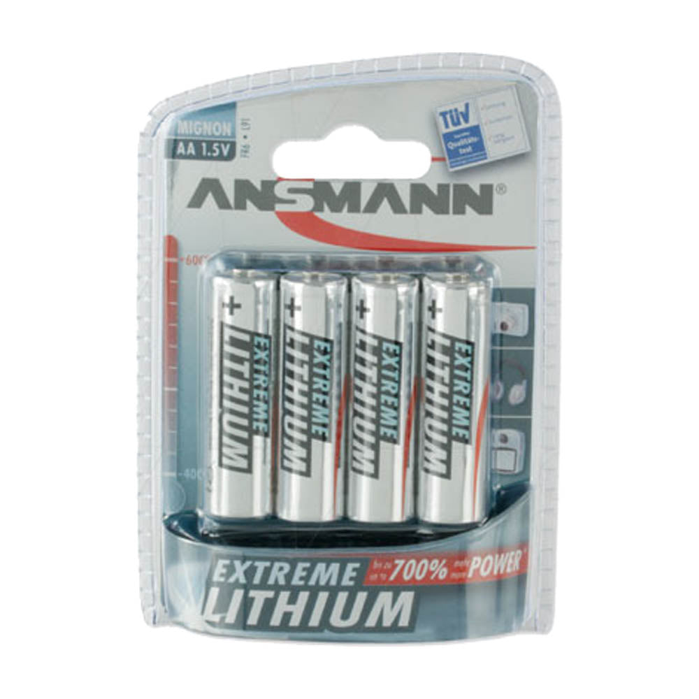 Ansmann BP4 AA 1.5V Extreme Lithium Batteries (4-Pack) - Long-Lasting Power for Digital Cameras, Flashlights & Electronic Devices