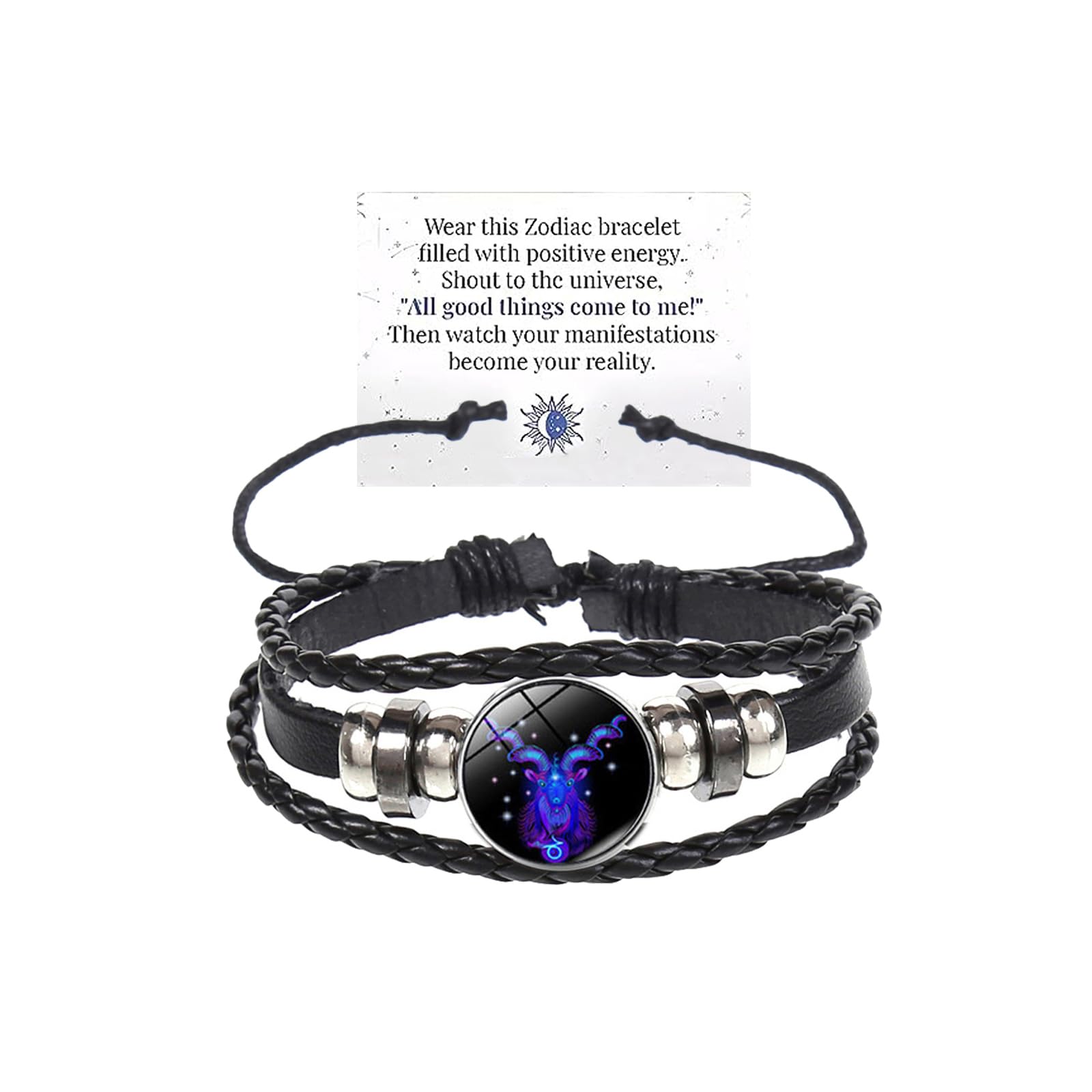 Handmade Adjustable Zodiac Sign Bracelet for Women & Men - 12 Constellation Leather Woven Glow in the Dark Spiritual Jewelry | Perfect Gift for Astrology Lovers, Birthday Present & Spiritual Protection Accessory