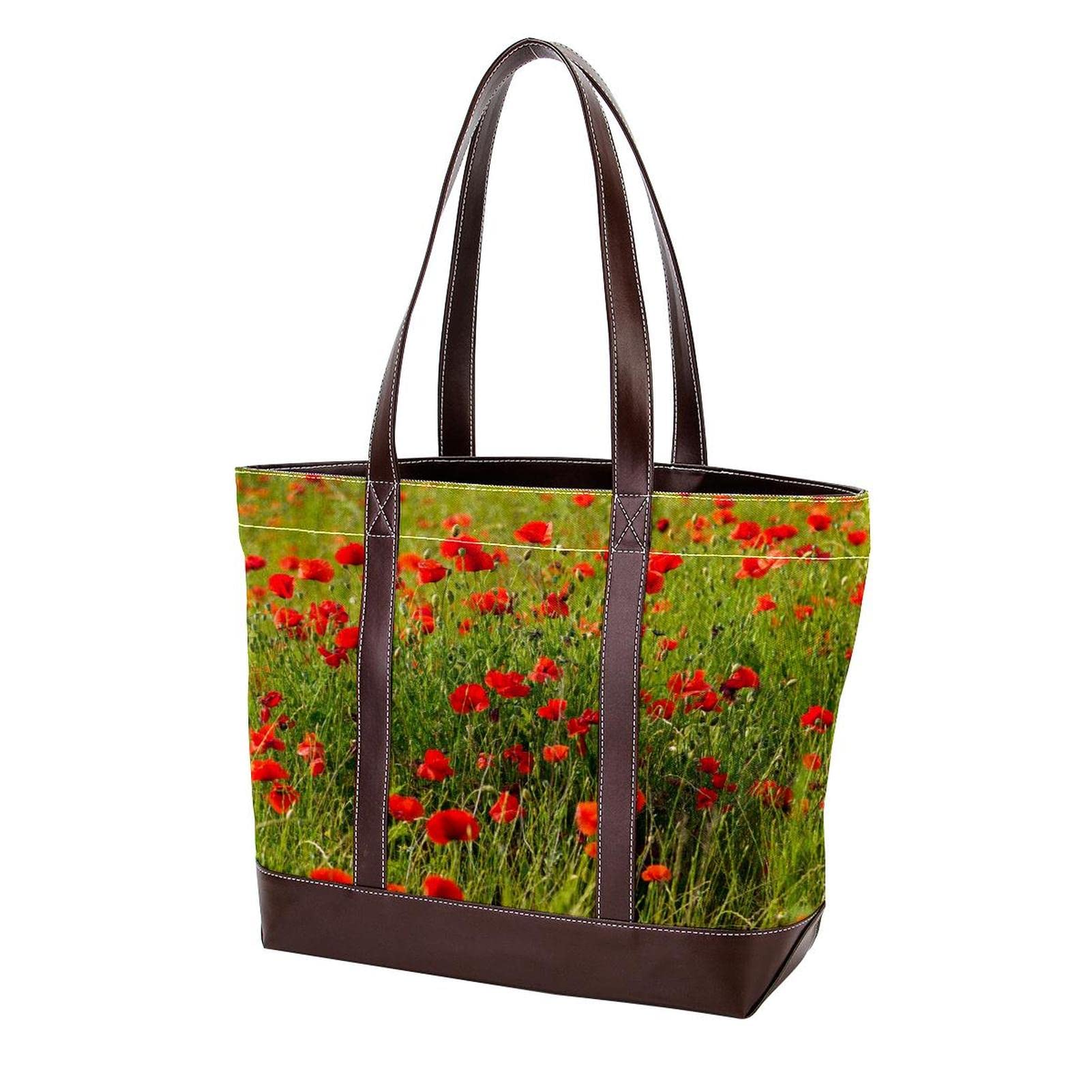 Stylish Large Leather & Canvas Tote Bag for Women - Top Handle Shoulder Satchel Hobo Purse - Perfect for Work, Travel & Everyday Use