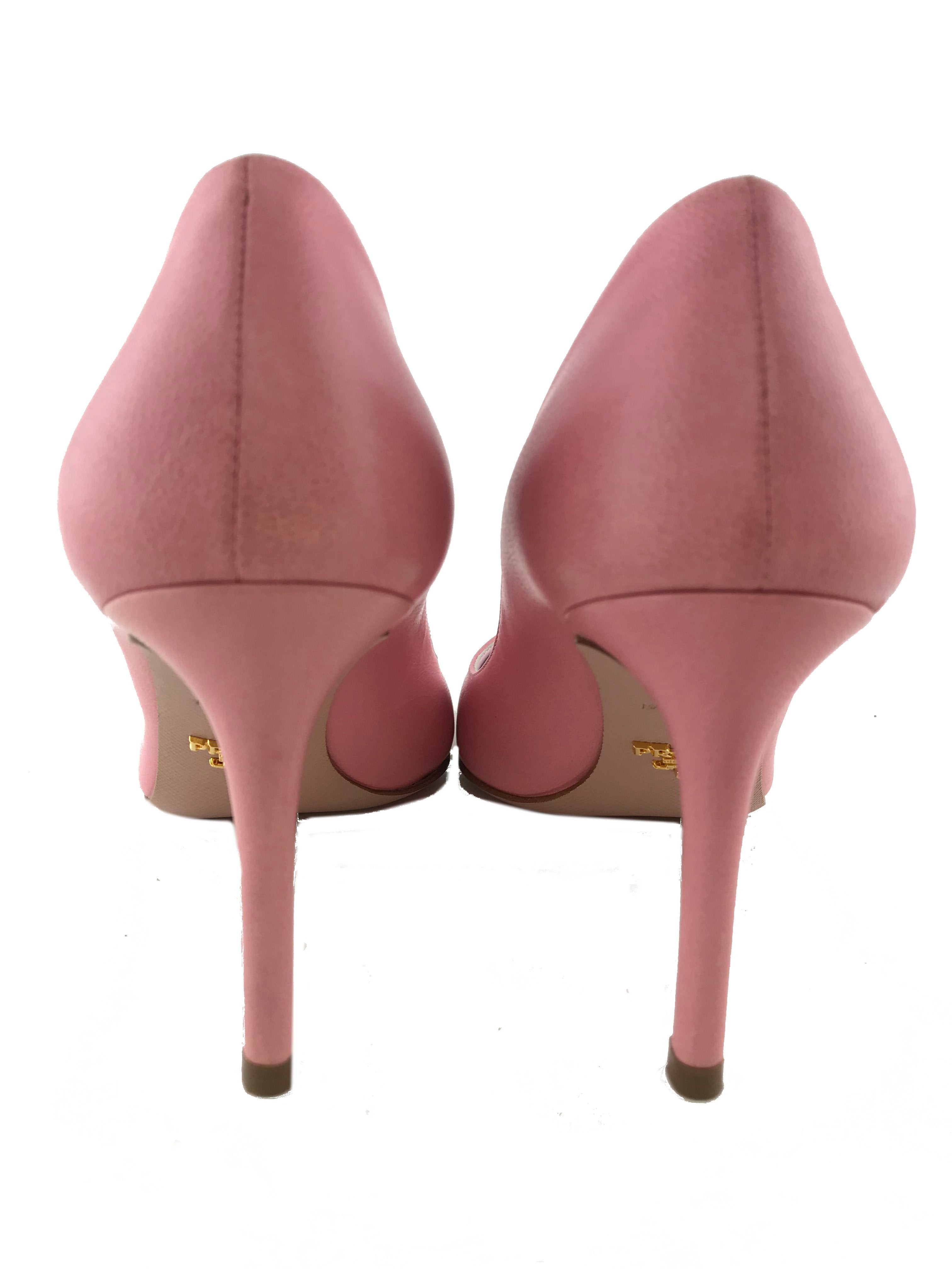 Prada Leather Classic Point Toe Pump Women's Shoes Size 7.5 US - Elegant High Heels for Office, Party & Special Occasions