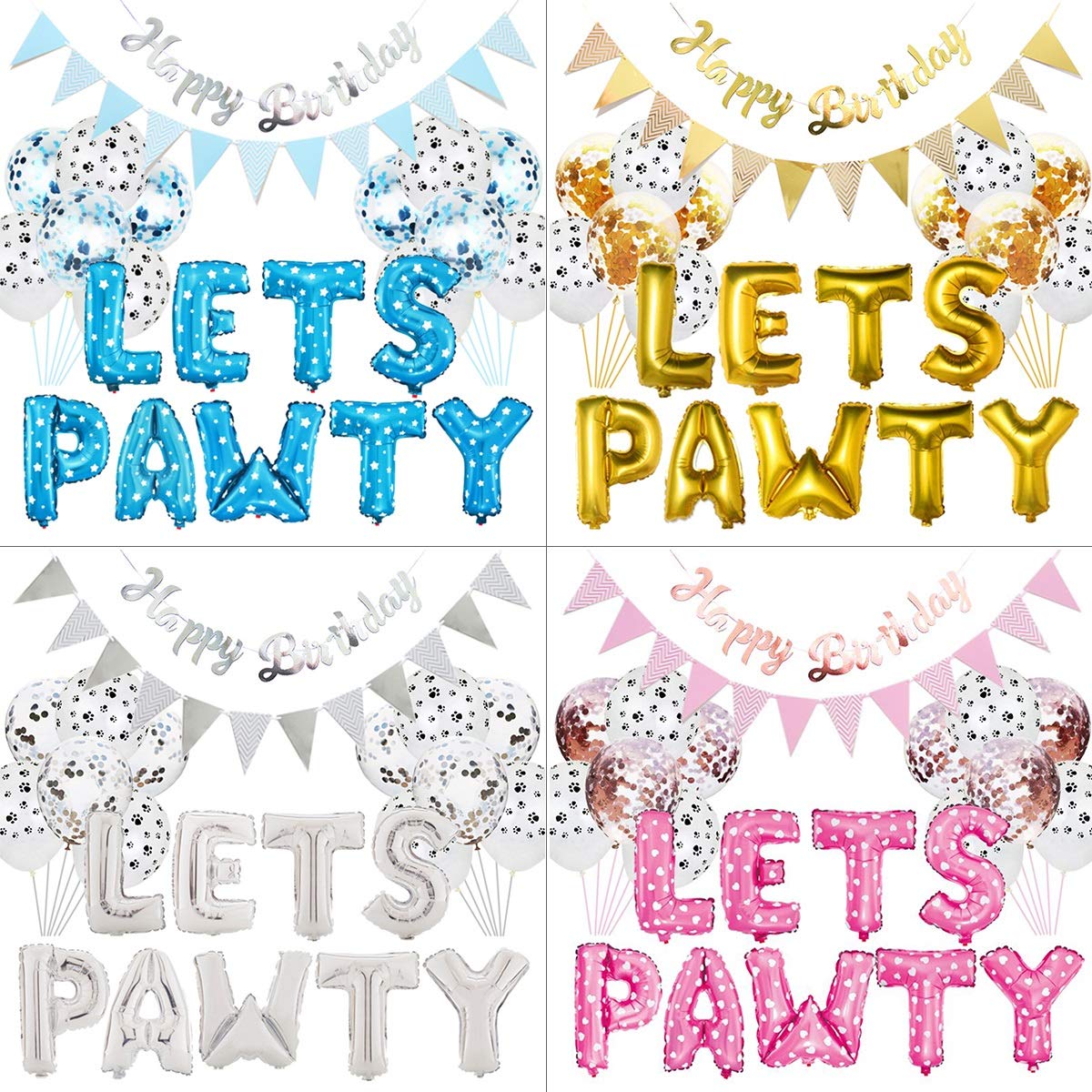 23PCS Pet Party Decoration Kit - Dog Paw Print & Foil Balloons, Happy Birthday Banner, 'Let's Pawty' Letters for Dog & Cat Birthday Party Supplies | Perfect for Pet Birthday Celebrations, Adoption Parties & Animal-Themed Events