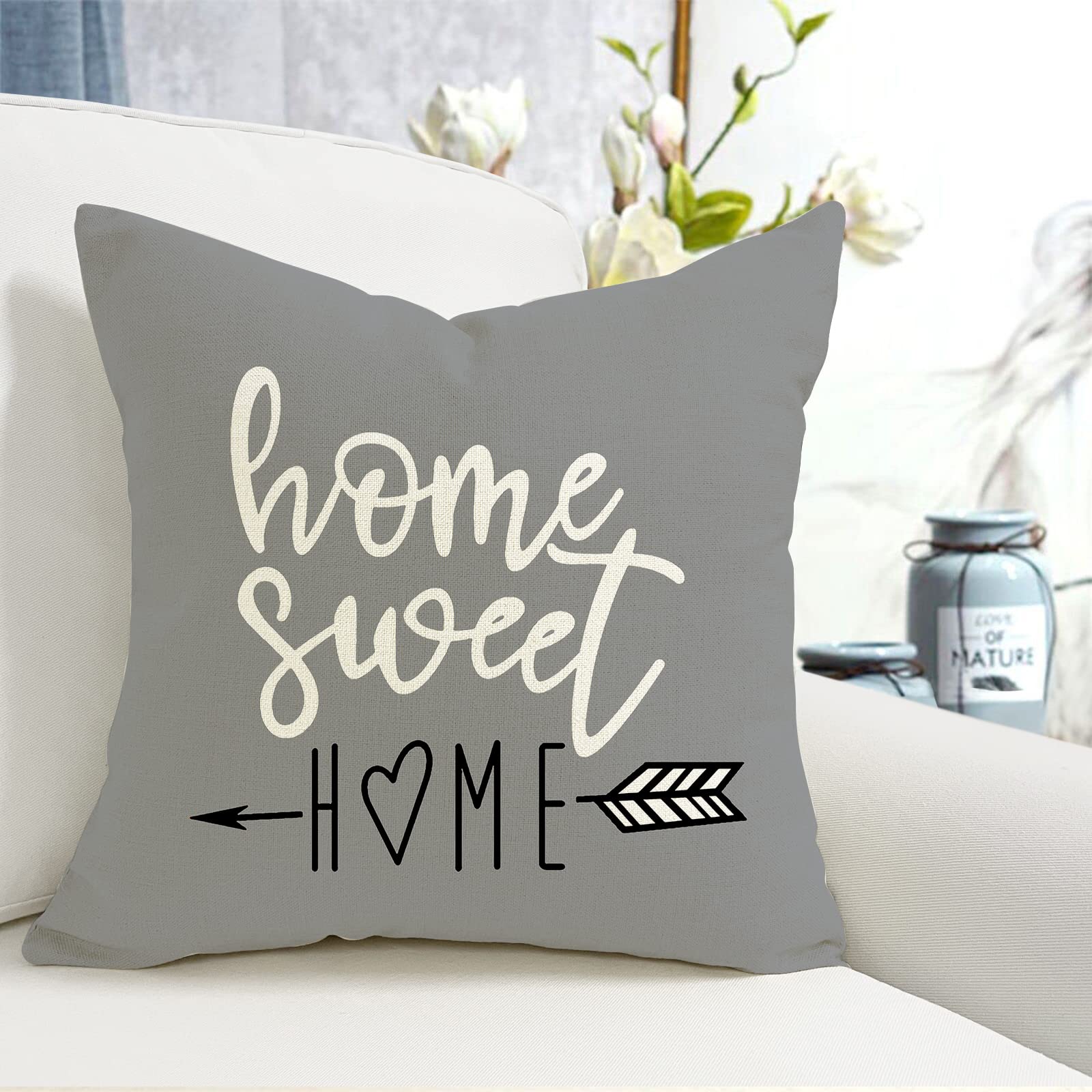 YCOLL 20x20 Inch Pillow Covers Set of 4 - Modern Decorative Linen Fabric Throw Pillow Cases for Sofa, Couch, Bed & Car - Gray - Perfect for Living Room, Bedroom & Outdoor Decor