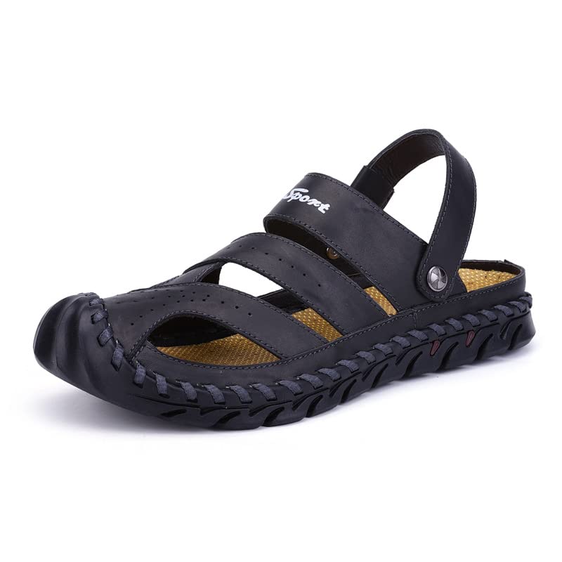 **Men's Closed Toe Hiking Sandals - Anti-Slip Adjustable Athletic Sport Sandals for Summer, Beach, Outdoor, Boat & Fishing - Perfect for Trail Walking, Water Sports & Casual Wear**