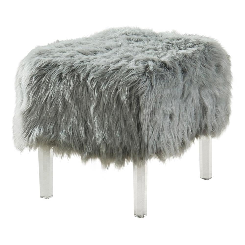 Furniture of America Raven I Modern Gray Fabric Upholstered Ottoman - Living Room Footrest, Bedroom Storage Bench, Home Decor Accent Piece