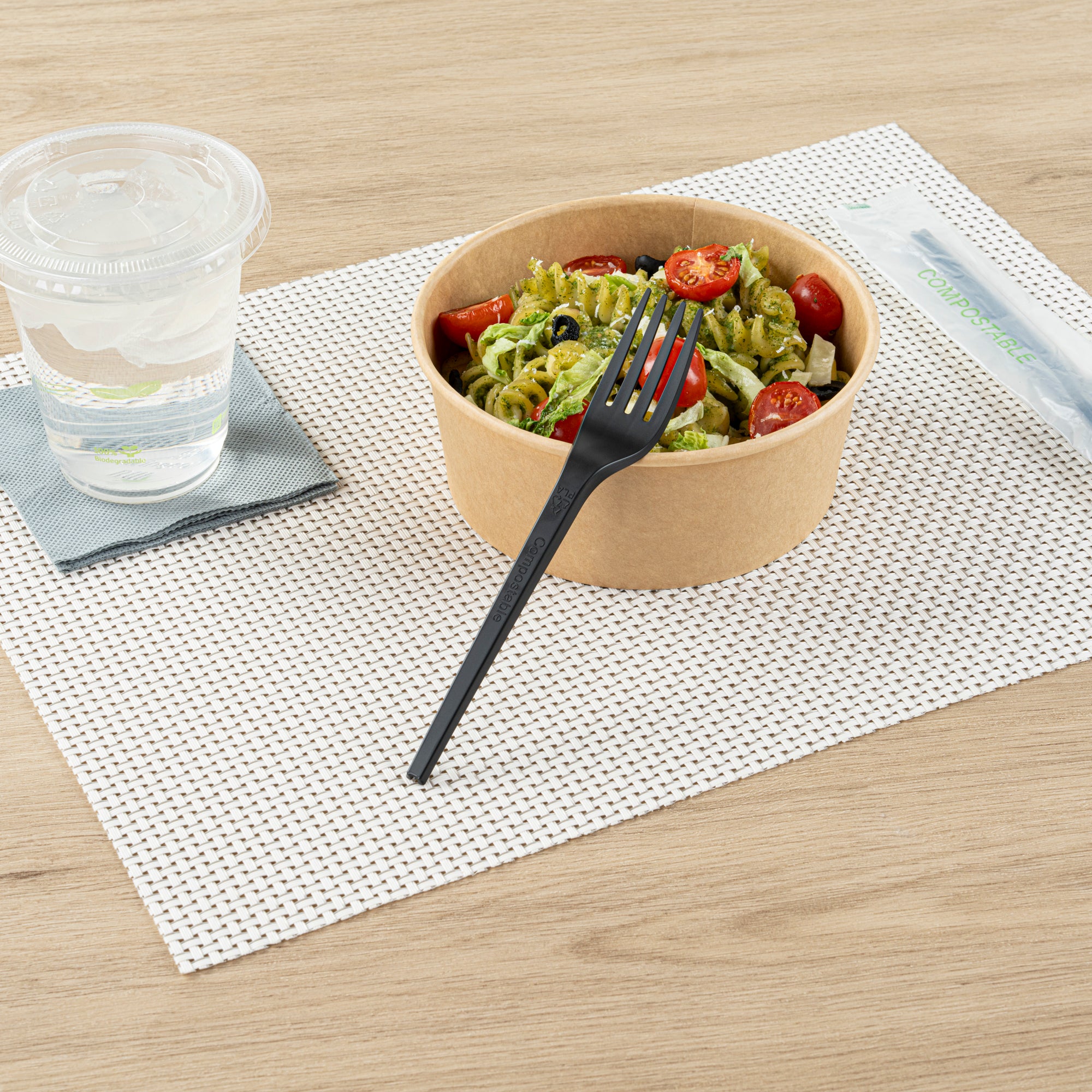 Eco-Friendly Black CPLA Plastic Forks - Compostable, Heat Resistant, 6.5 Inch, 250 Count Bulk Box - Perfect for Parties, Picnics & Catering Events