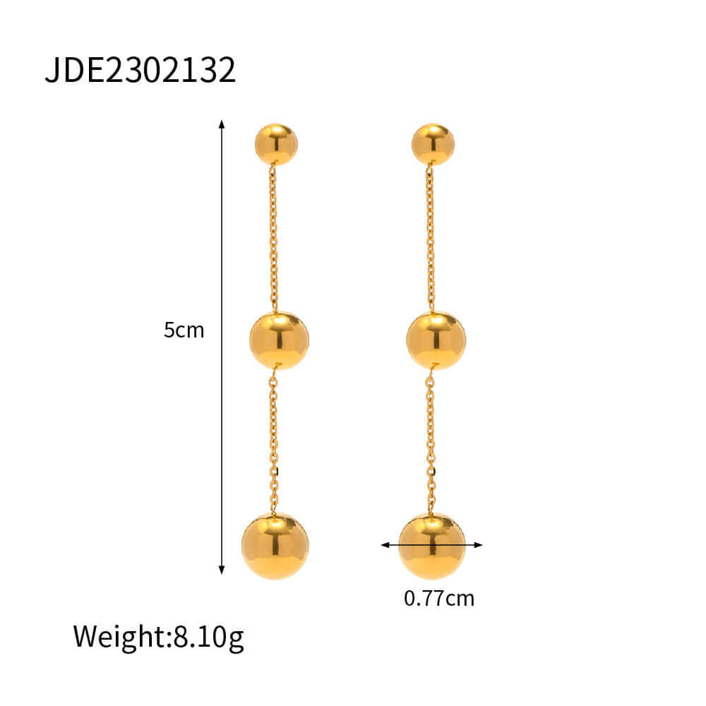 18K Gold Plated Irregular Bead Ball Drop Earrings for Women | Trendy Boho Chic Jewelry Gift | Perfect for Parties, Weddings & Date Nights (JDE132)