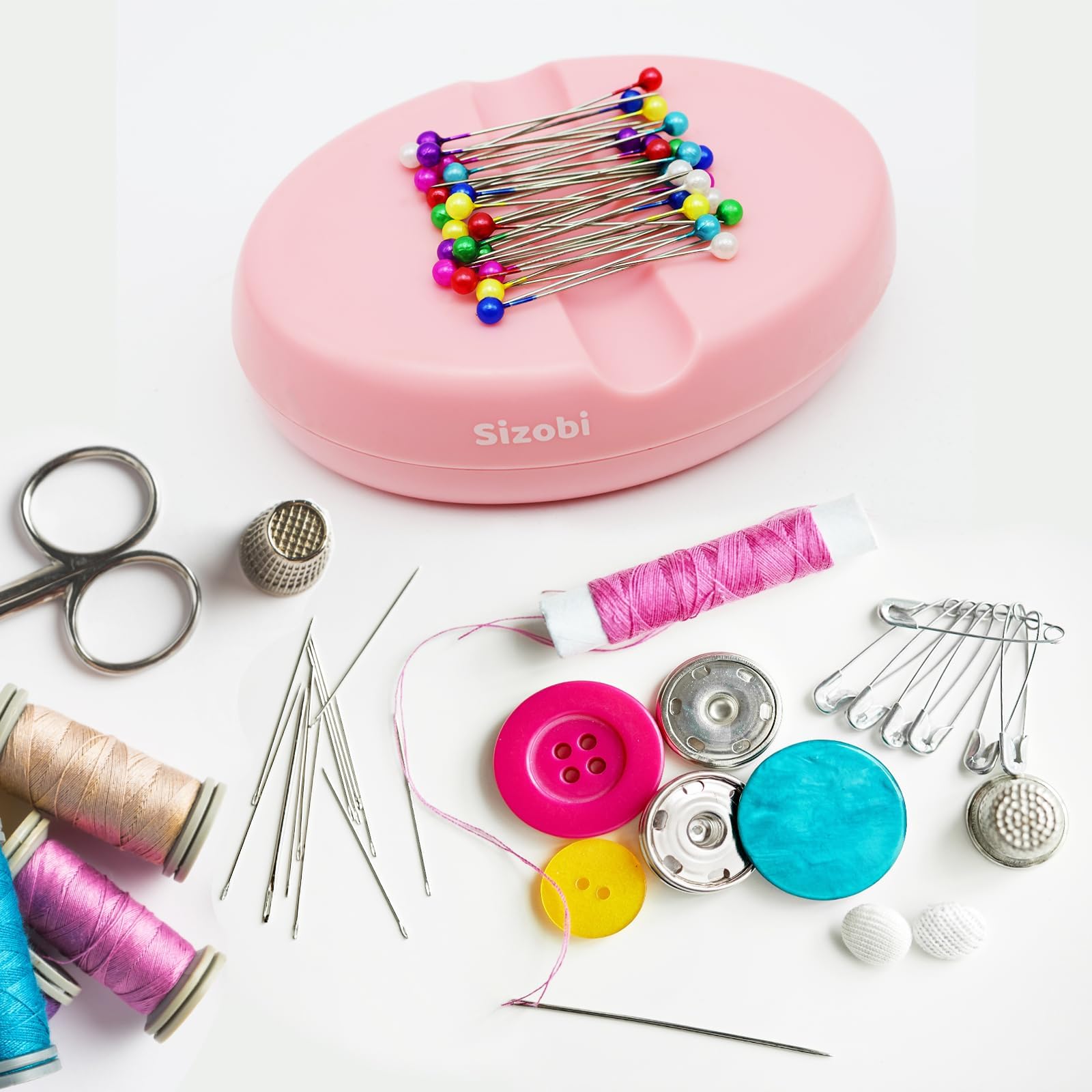 Sizobi Magnetic Pin Holder - Strong Magnetic Pin Cushion for Sewing & Quilting | Needle Organizer, Bobby Pin & Paper Clip Storage | Perfect for Sewing Kits, Craft Rooms & DIY Projects (Sewing Pins Not Included)