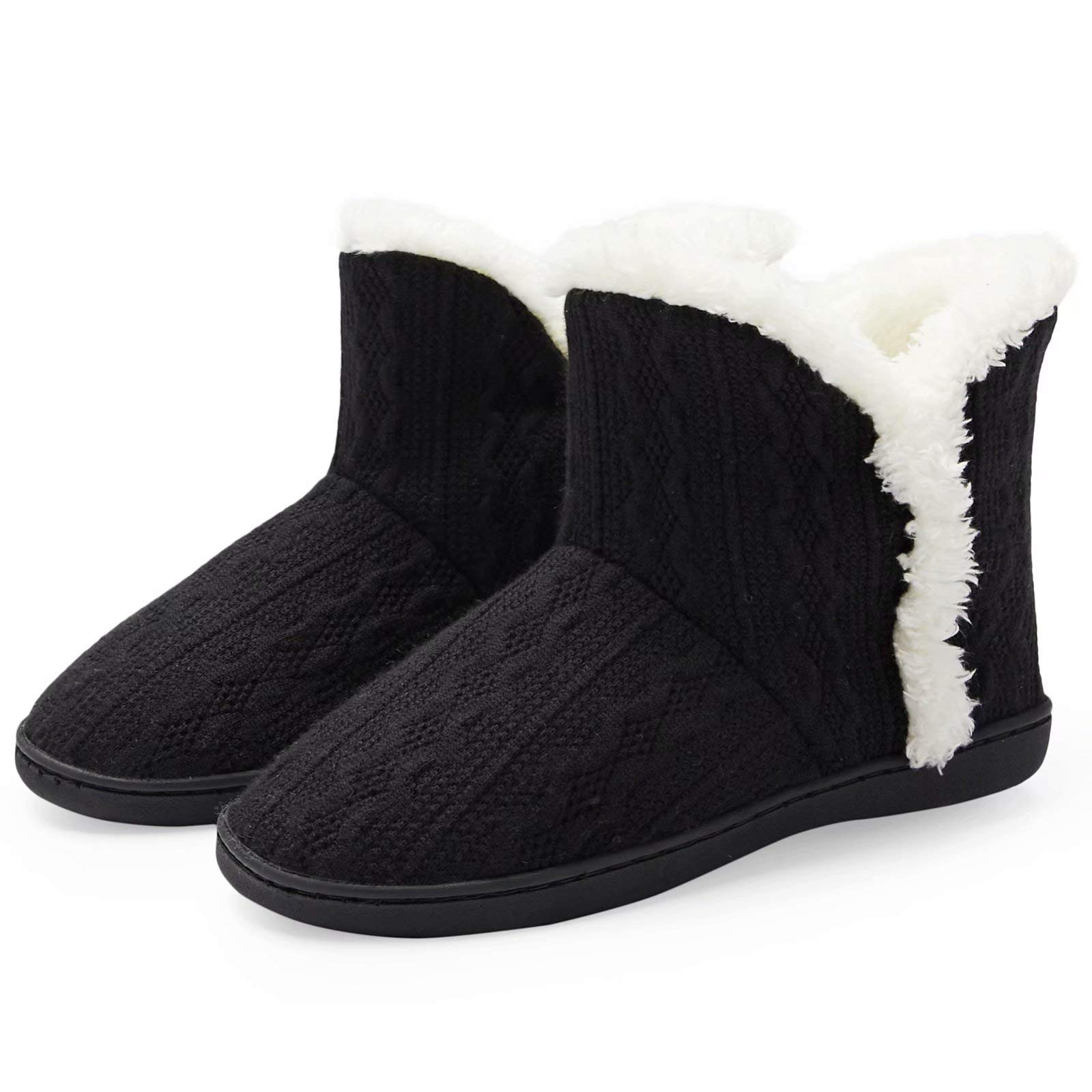 TUOBUQU Women's Cozy Fluffy Plush Bootie Slippers - Indoor/Outdoor Winter House Shoes for Warmth & Comfort - Perfect for Home, Office, and Cold Weather Wear