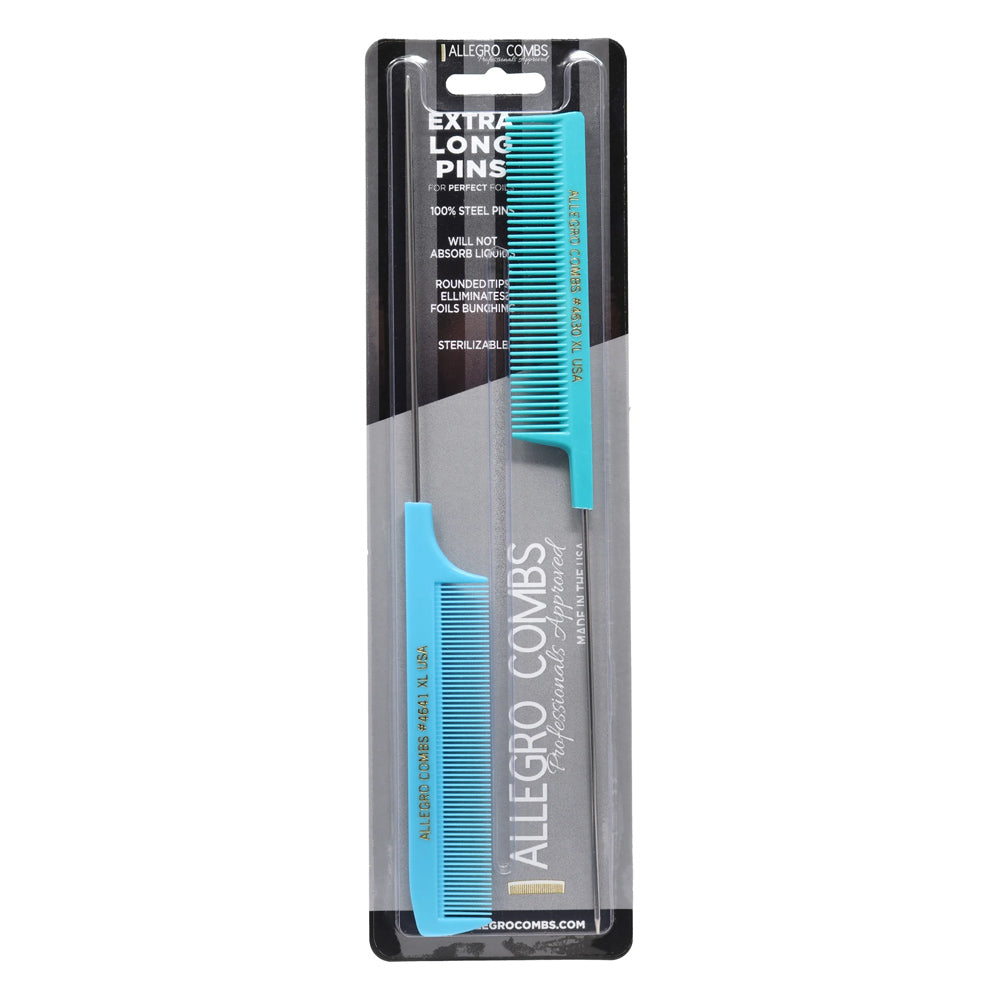 Allegro Combs XL Pintail Parting & Foiling Combs Set - Professional Hair Styling Tools for Salon & Home Use