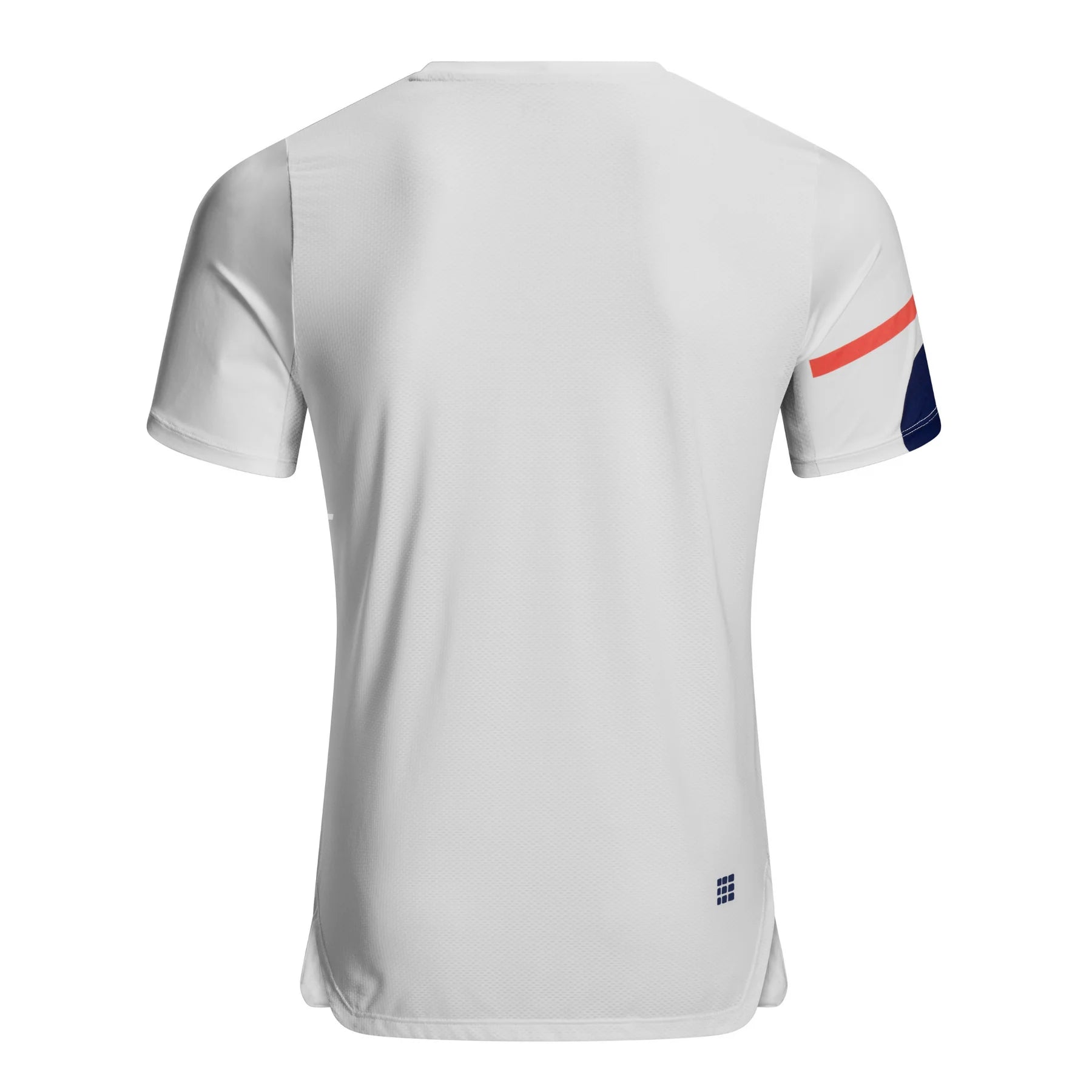 CEP Men's Performance Running Shirt - Moisture Wicking Round Neck Short Sleeve Athletic Top (White/Geometric Print) - Ideal for Jogging, Gym Workouts & Outdoor Sports