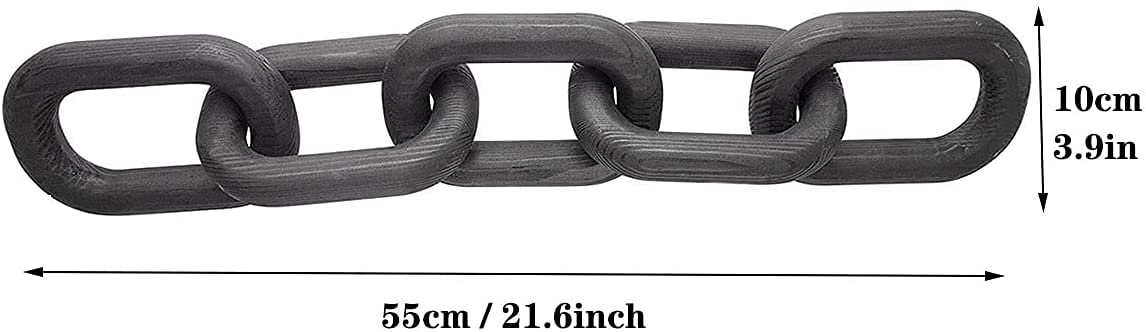 Hand Carved Boho Wood Chain Link Decor - Sustainable Pine Farmhouse Decorative Chain for Coffee Table, Shelf, Wall | Home & Living Room Decor (White) - Perfect for Boho, Rustic & Modern Interior Design Styles
