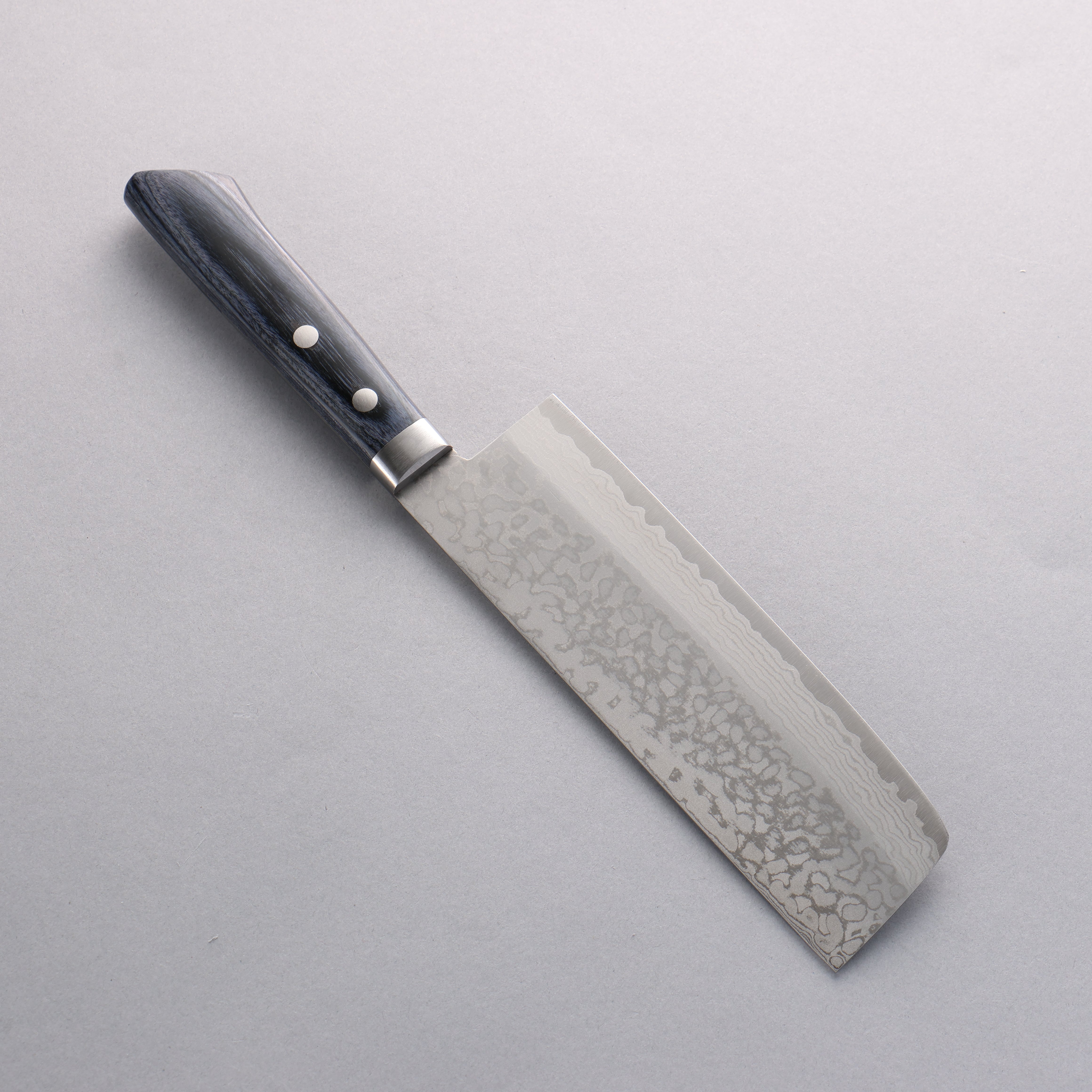 Premium Kunihira Sairyu VG10 Damascus Nakiri Knife 165mm - Japanese Chef Knife with Navy Blue Pakkawood Handle - Perfect for Slicing Vegetables, Fruits & Sushi Preparation