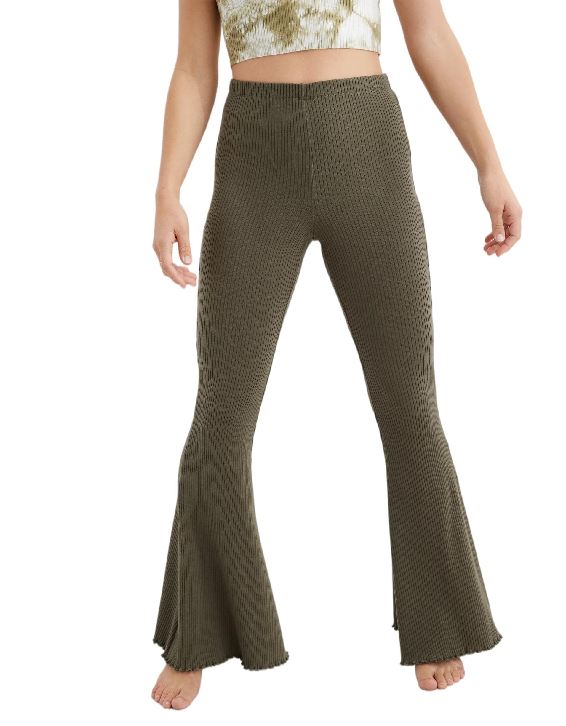 Aurgelmir Women's High Waisted Ribbed Super Flare Yoga Pants - Bootcut Workout Leggings for Gym, Running & Casual Wear
