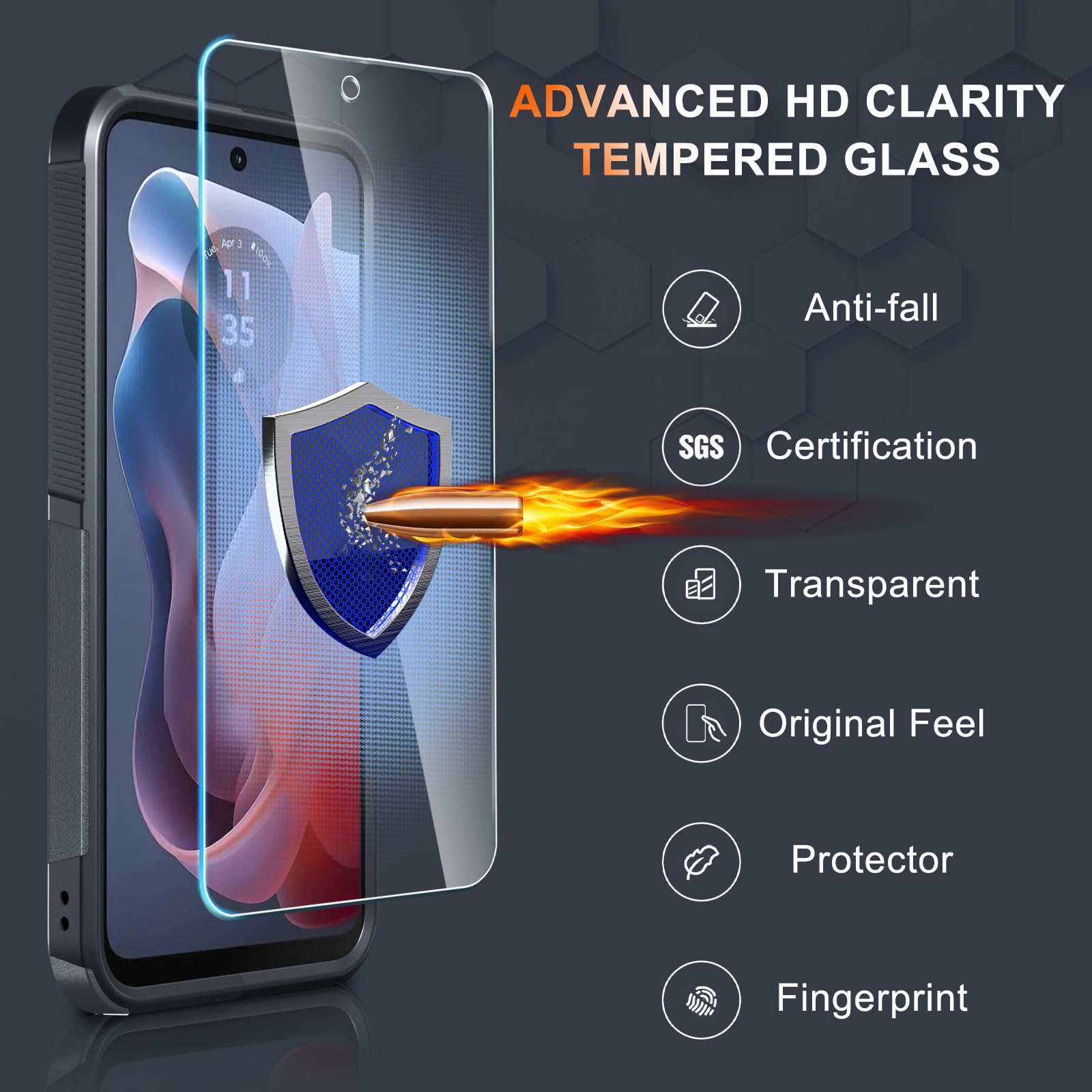 RMOCR Heavy Duty Rugged Shockproof Case for Moto G Play 2024 - Full Body Protective Phone Cover with Lanyard Strap & Tempered Glass Screen Protector (Black Matte) | Perfect for Outdoor Activities, Construction Work & Extreme Sports Protection