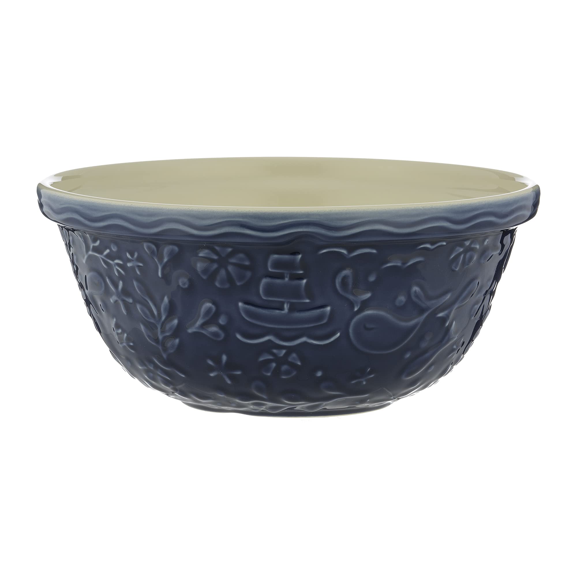 Mason Cash Nautical Collection Mixing Bowl - 12-Inch Ceramic Baking Bowl with Non-Slip Base | Perfect for Baking, Mixing Dough & Kitchen Decor