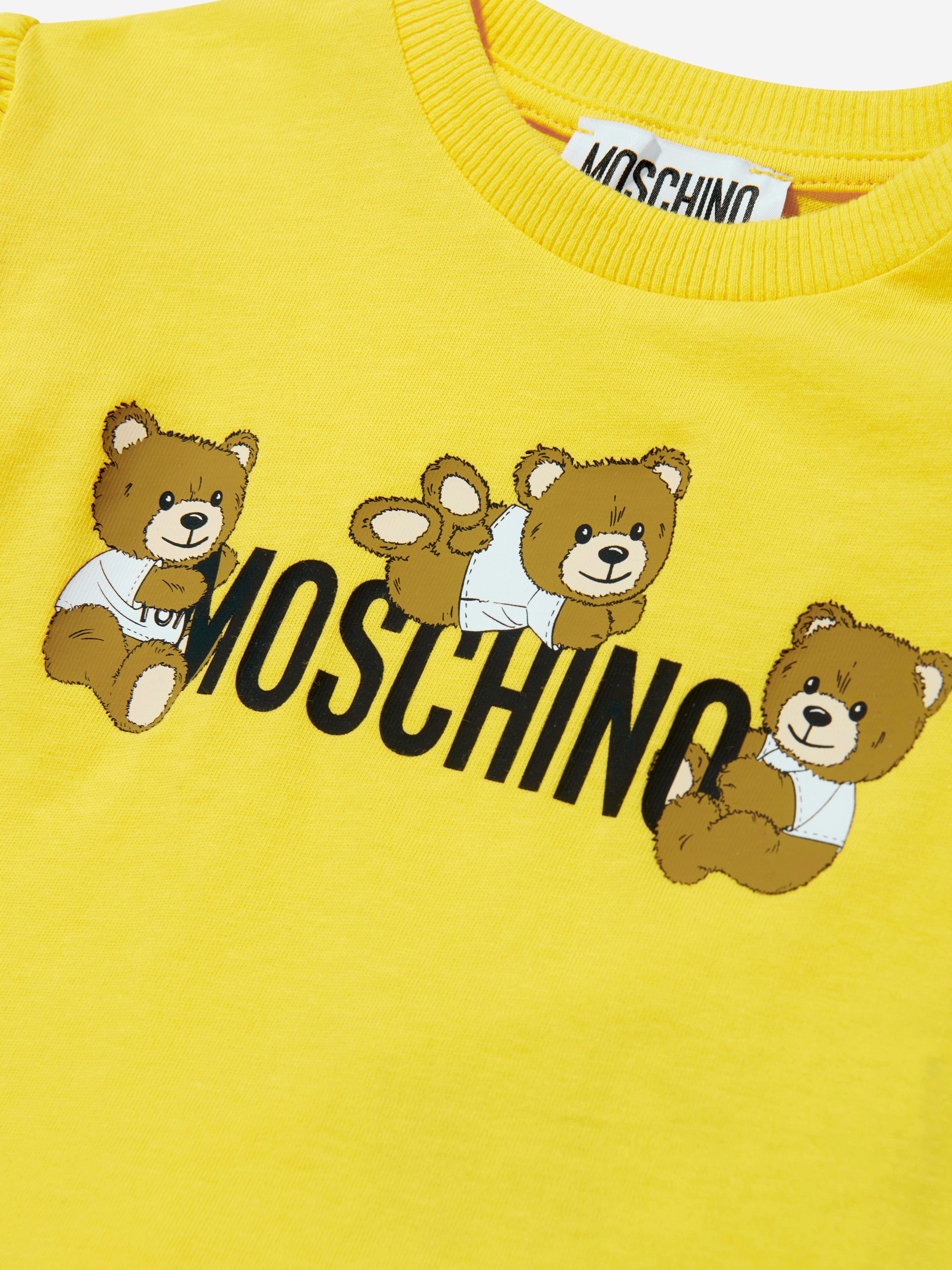 Adorable Yellow Teddy Bear Logo T-Shirt for Baby Girls - Perfect for Playdates, Birthday Parties & Family Photos