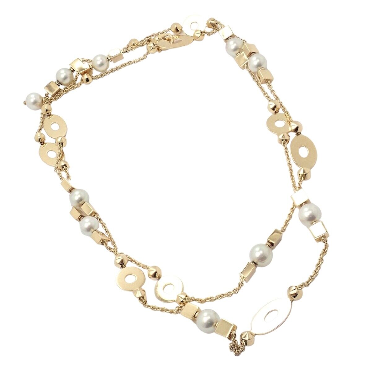 Authentic Bulgari Bvlgari Lucea 18k Yellow Gold 34.7mm Pearl Necklace for Women - Luxury Jewelry Gift for Anniversary, Wedding & Special Occasions