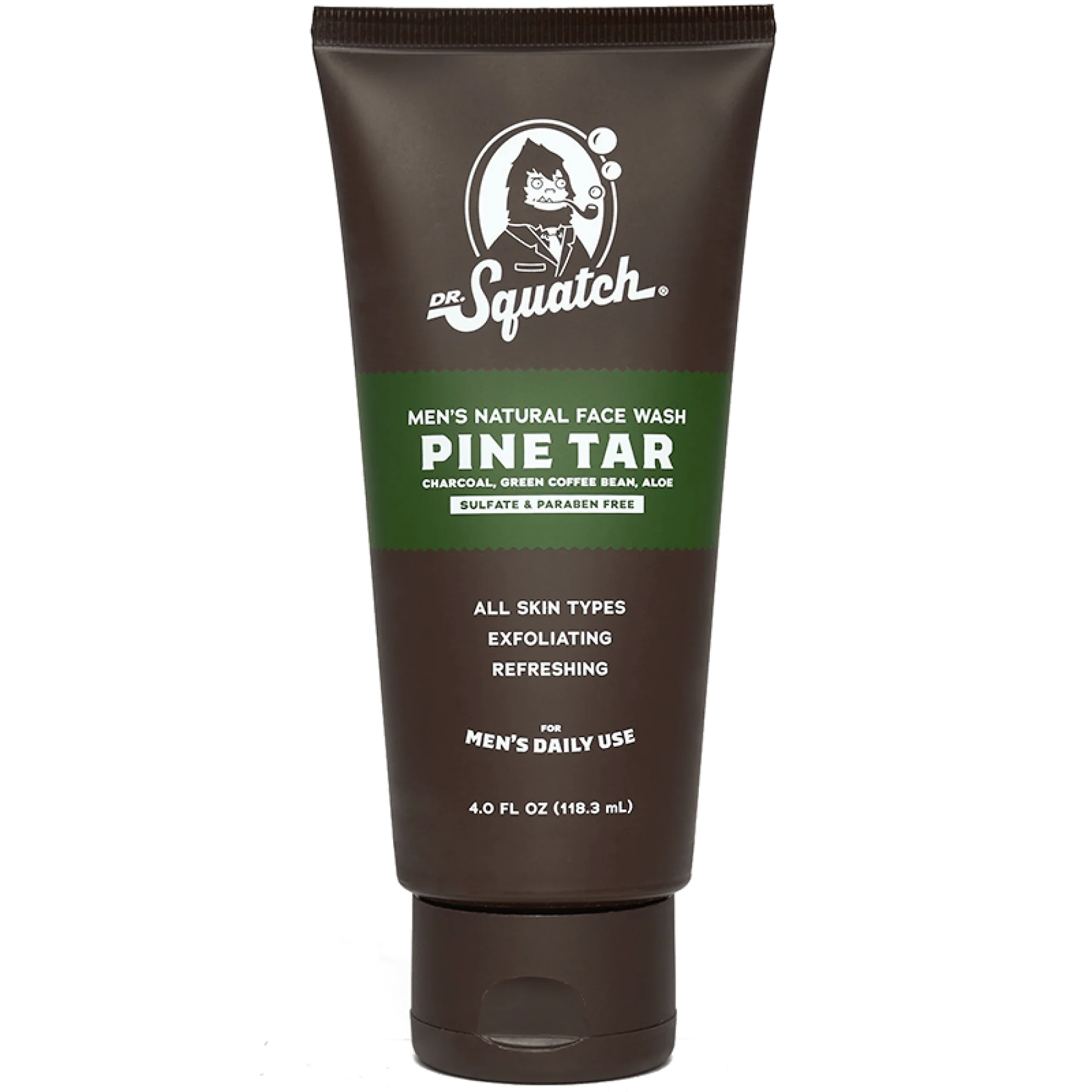Dr. Squatch Pine Tar Face Wash for Men - Natural Deep Cleansing & Exfoliating Facial Cleanser - Perfect for Oily & Acne-Prone Skin - Daily Skincare Routine & Post-Workout Refresh