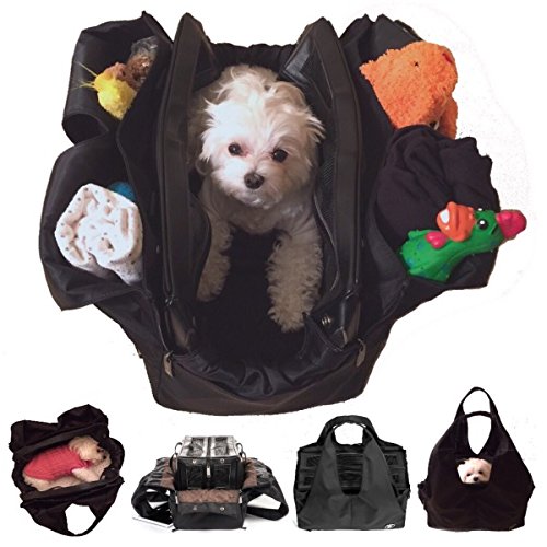 Black Sporty Tote with Interchangeable Airline Approved Pet Carrier - Multi-Pocket Design for Small Dogs (Base & Shell Tote) | Perfect for Travel, Shopping & Outdoor Adventures