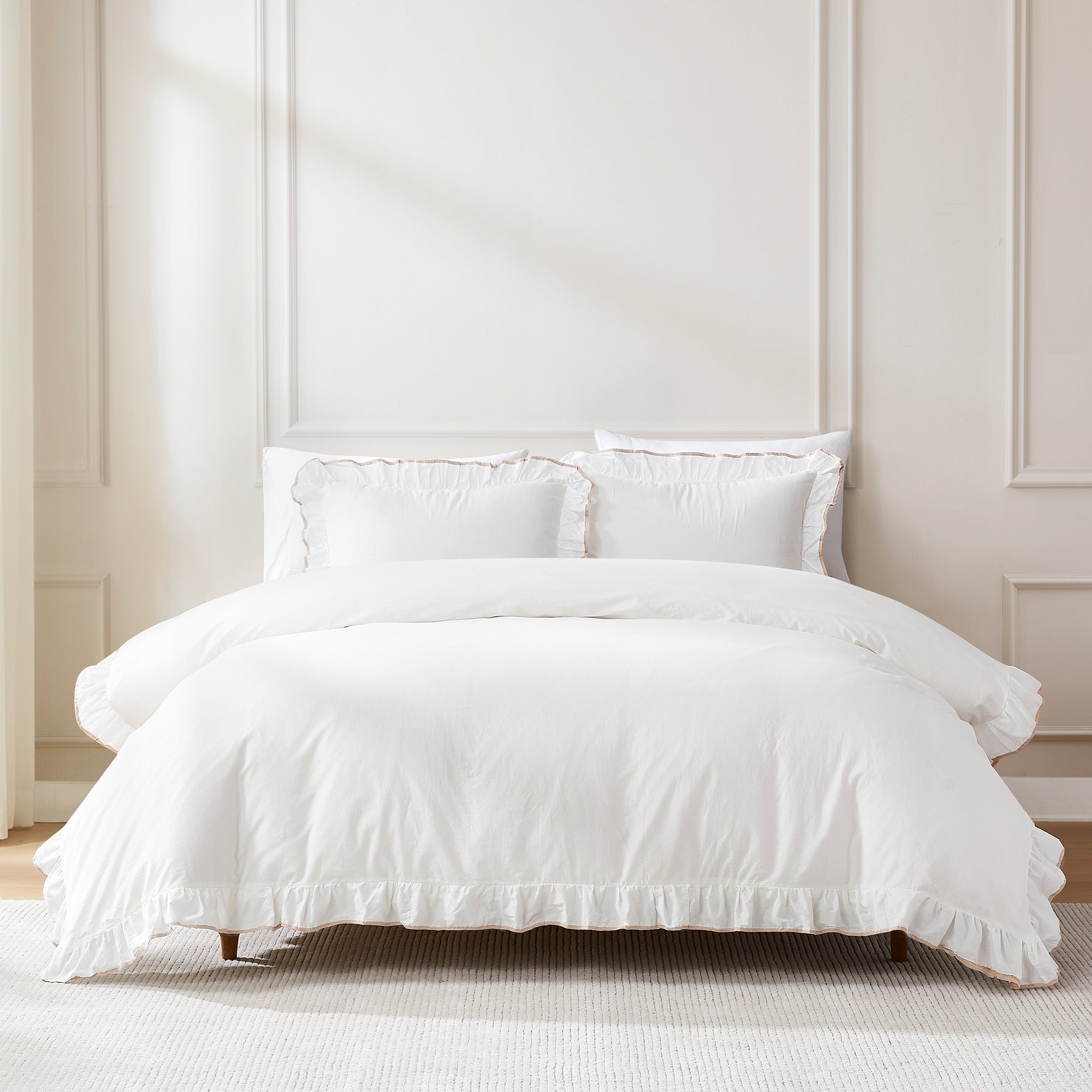 Premium Reyna Contrast Edge Cotton Duvet Cover Set - Soft & Breathable Bedding for Comfortable Sleep - Perfect for Master Bedroom, Guest Room & Dorm Decor