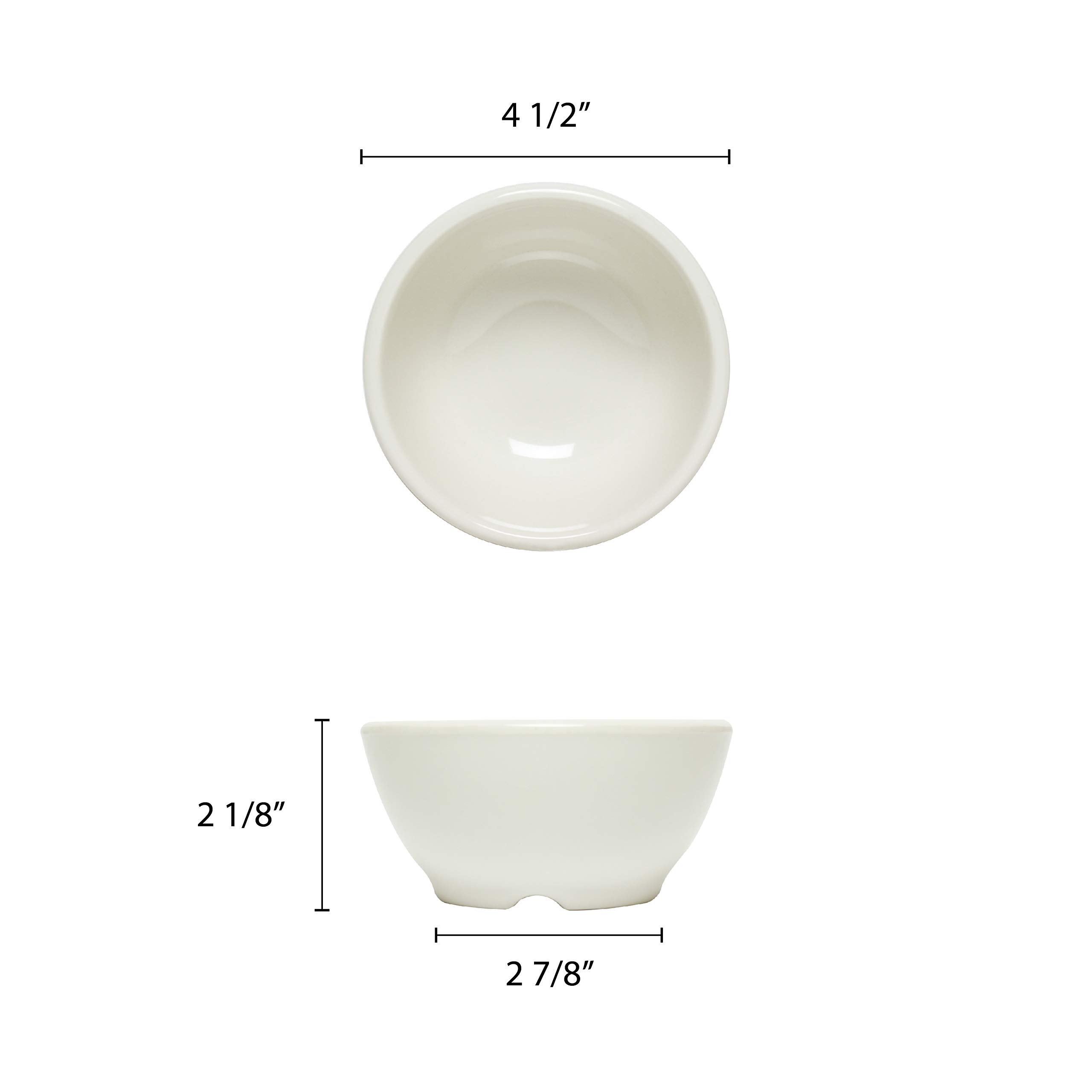 Ivory Melamine Soup Bowls - Set of 12 (4.68 Inch, 10 oz) Durable Dinnerware for Restaurants, Picnics & Outdoor Dining - Shatterproof & Lightweight