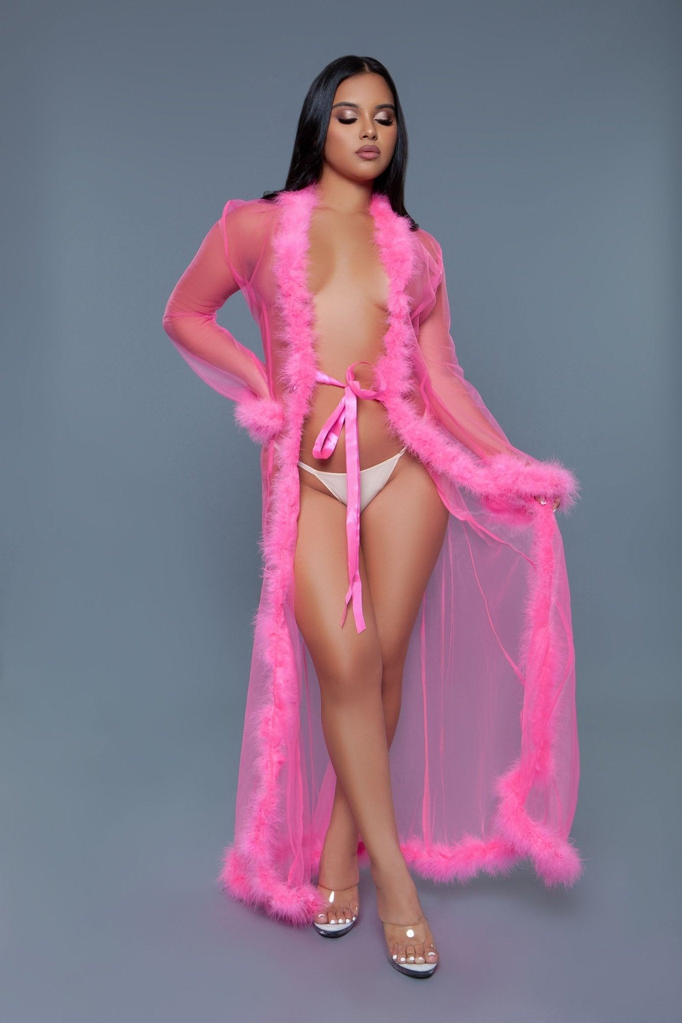 BeWicked Women's Soft Marabou Feather Robe BW1650 - Luxurious Lingerie for Boudoir, Bridal & Special Occasions
