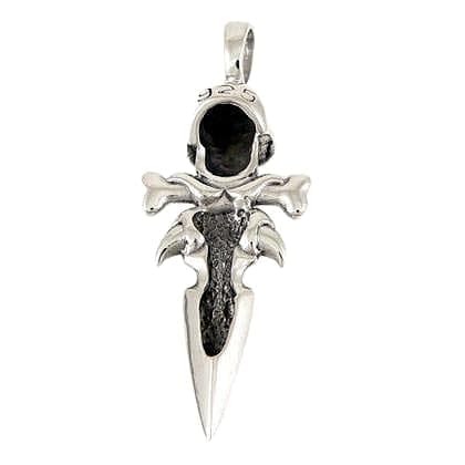 925 Sterling Silver Skull Bone Dagger Pendant for Men - Gothic Jewelry for Punk Fashion, Biker Style & Halloween Costume Accessories