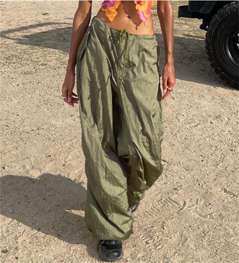 LELEBEAR Women's Baggy Cargo Pants - Low Waist Y2K Streetwear Casual Parachute Pants | Hip Hop Fashion, 90s Style Outfits | Trendy Loose Fit Cargo Pants for Concerts, Streetwear & Everyday Wear | Perfect for Urban Fashion, Travel, Weekend Outings & Night Out Parties | Great for Street Photography, College Campus & Coffee Dates | Ideal for Casual Wear, Fashion Shows & Daily Comfort | Best for Outdoor Adventures, Raves, Music Festivals, Skating & Hiking