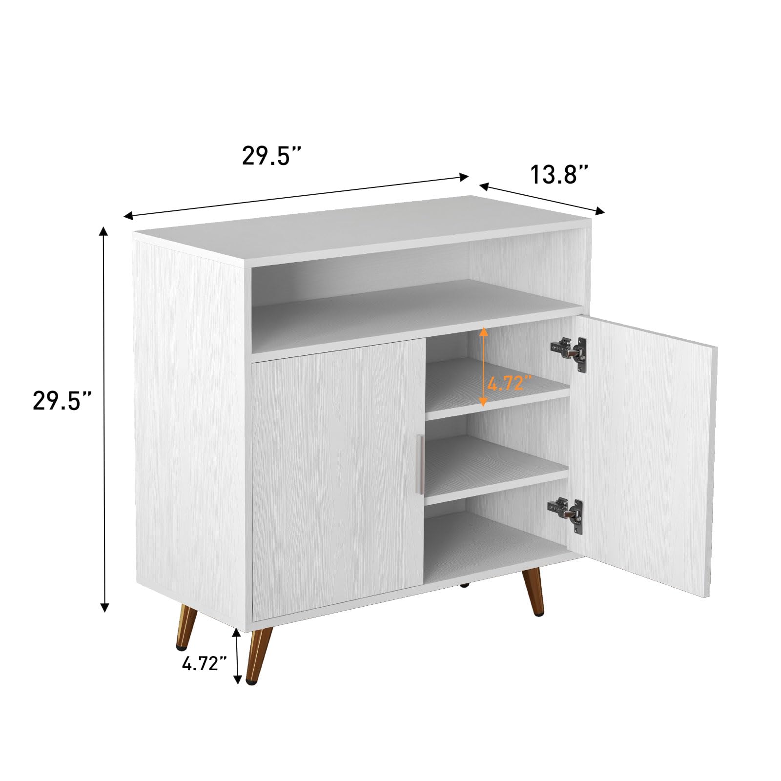 Bonzy Home White Shoe Storage Cabinet with Sensor Light - Entryway Hallway Organizer with Doors & Shelves for Living Room, Bedroom, or Closet - Space Saving Furniture for Small Apartments