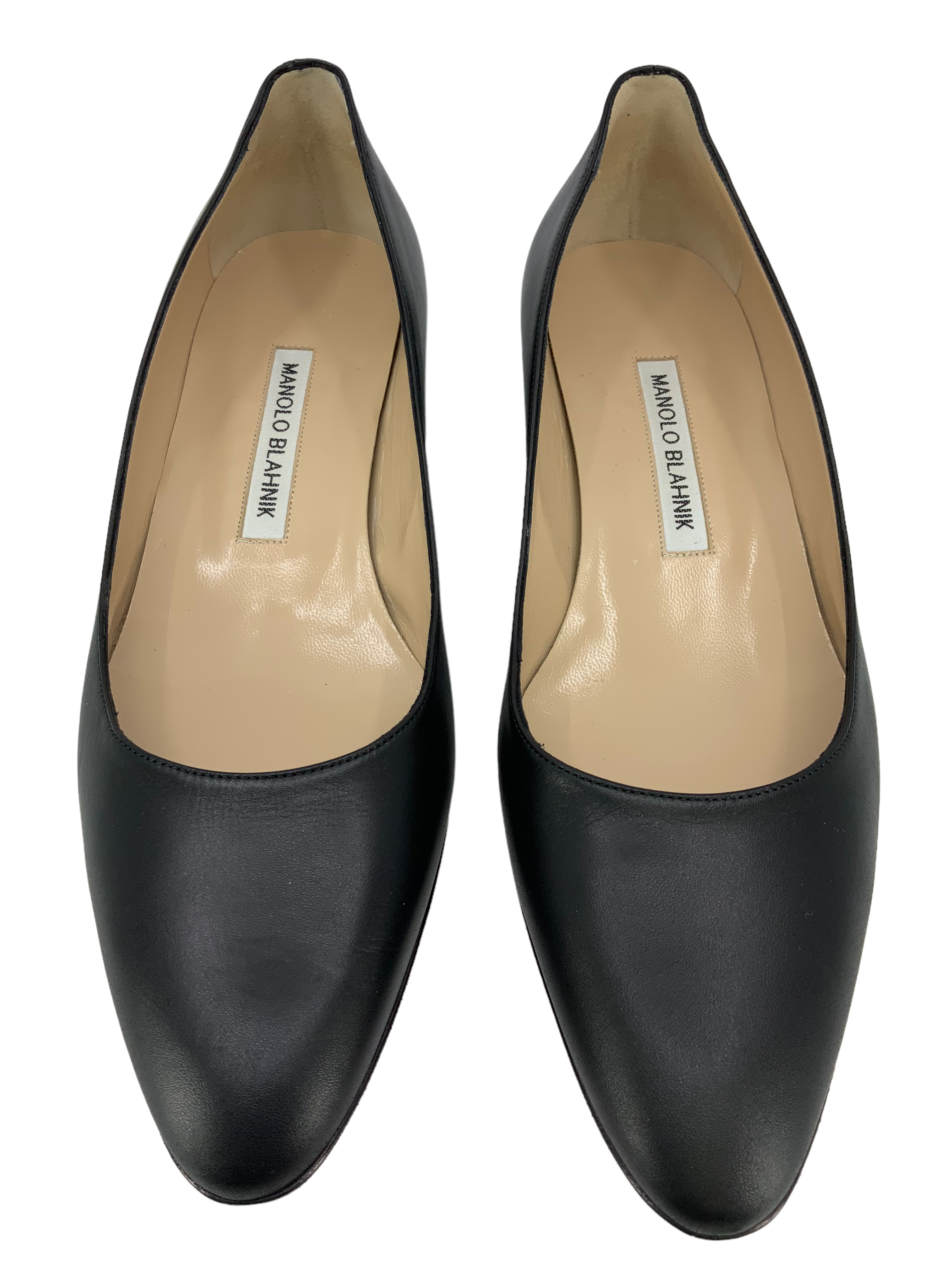 Manolo Blahnik Listony Leather Low Heel Pumps Women's Size 8.5 US | Comfortable Dress Shoes for Work, Party & Wedding Occasions