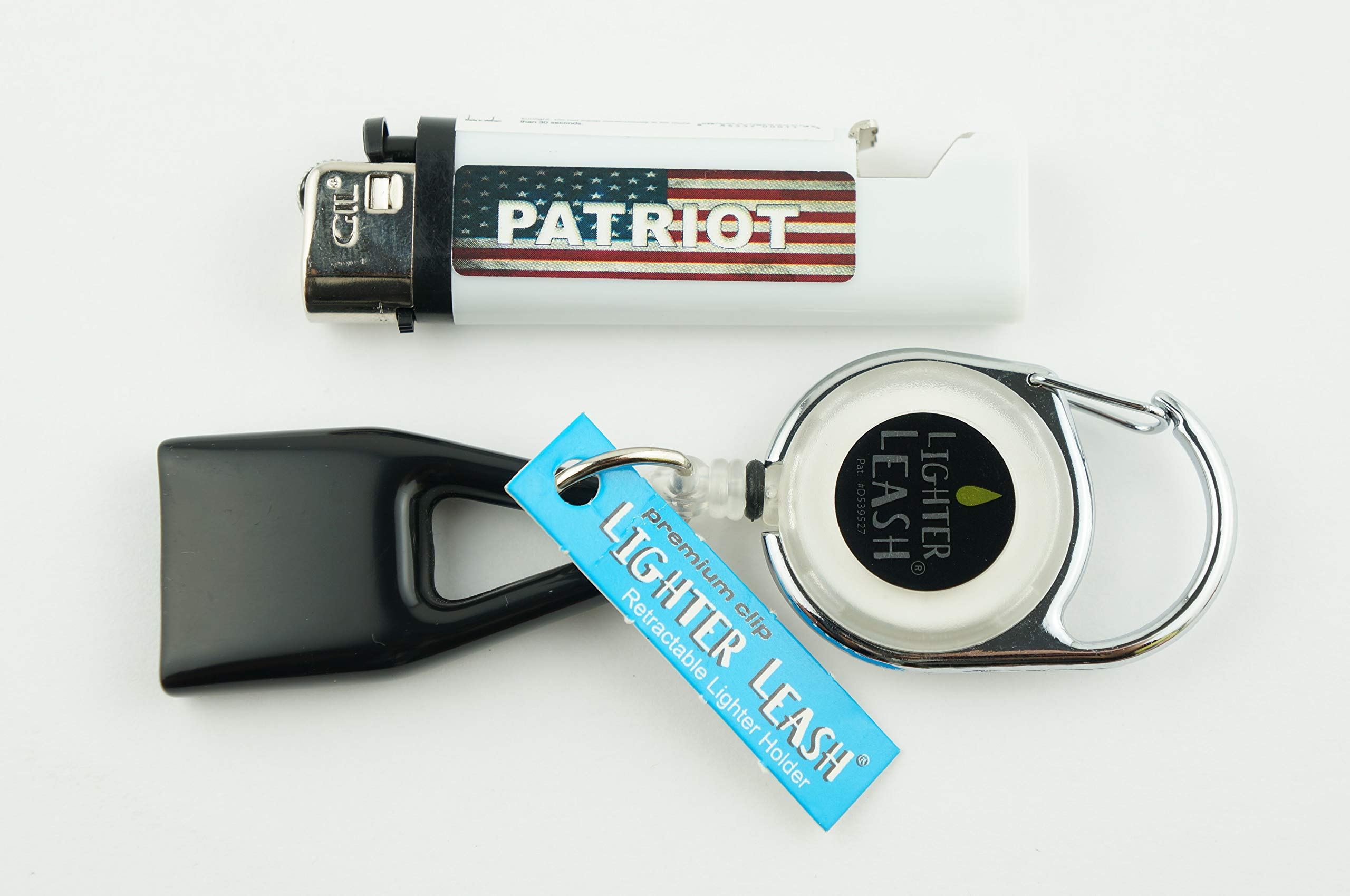 Premium Lighter Leash Clip & Patriot Lighter with Opener - 2pc Set for Outdoor Adventures