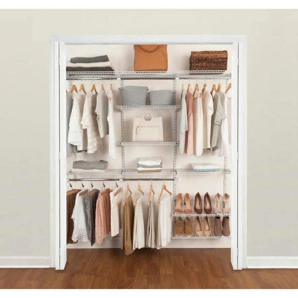 Rubbermaid Configurations Custom Closet Kit - 6 to 10 Ft Adjustable Metal Wire Shelving System with White Finish | Expandable Storage Solution for Home Organization | Perfect for Closet, Pantry, Laundry Room & Mudroom Organization | Includes All Hardware for Easy Installation