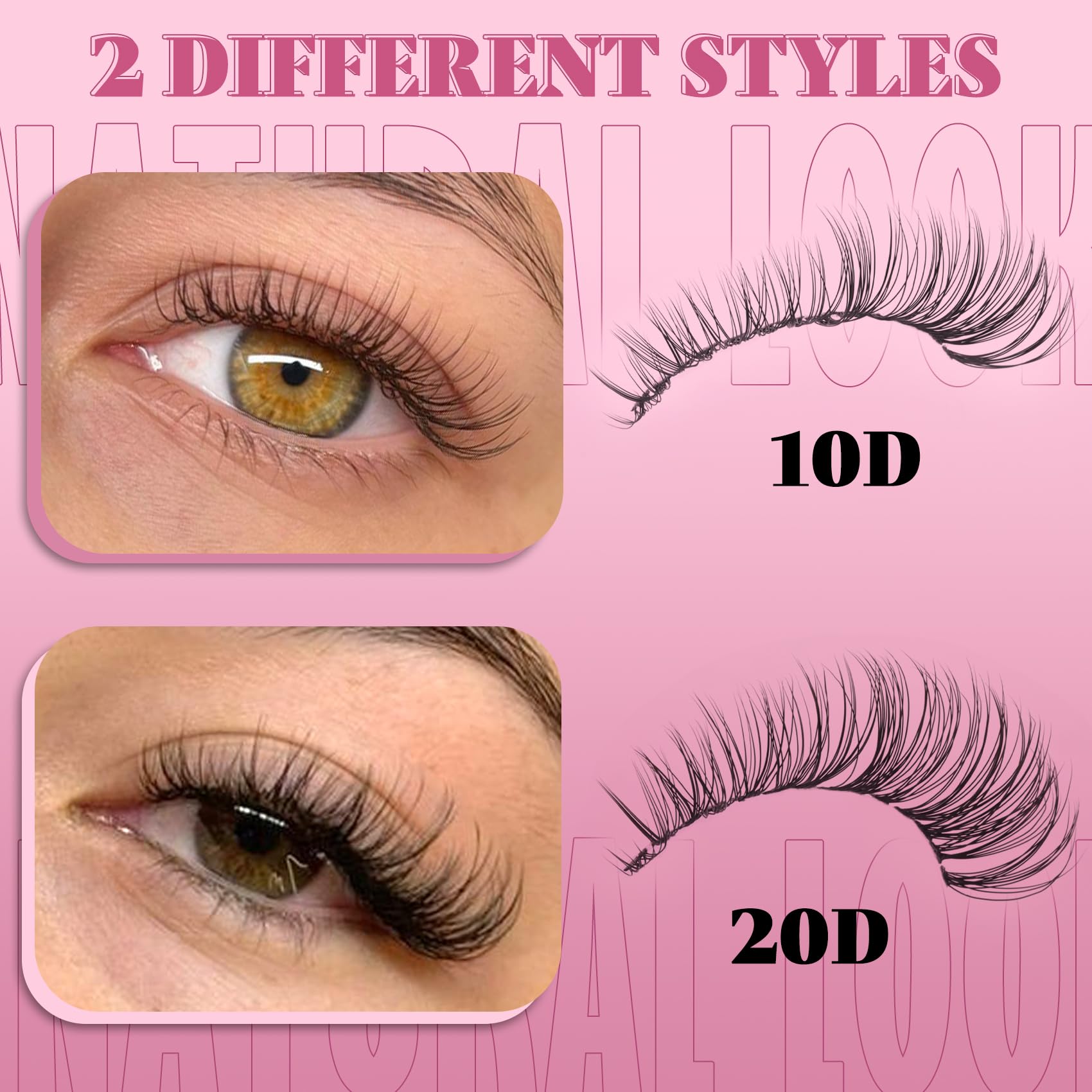 Losha Individual Lashes 10D/20D Lash Clusters - 0.1/0.07mm Eyelash Extensions - 8/9/10/11/12mm Mixed Wispy Cluster - C Curl False Eyelashes for Natural Look - Perfect for Daily Wear, Parties & Special Occasions