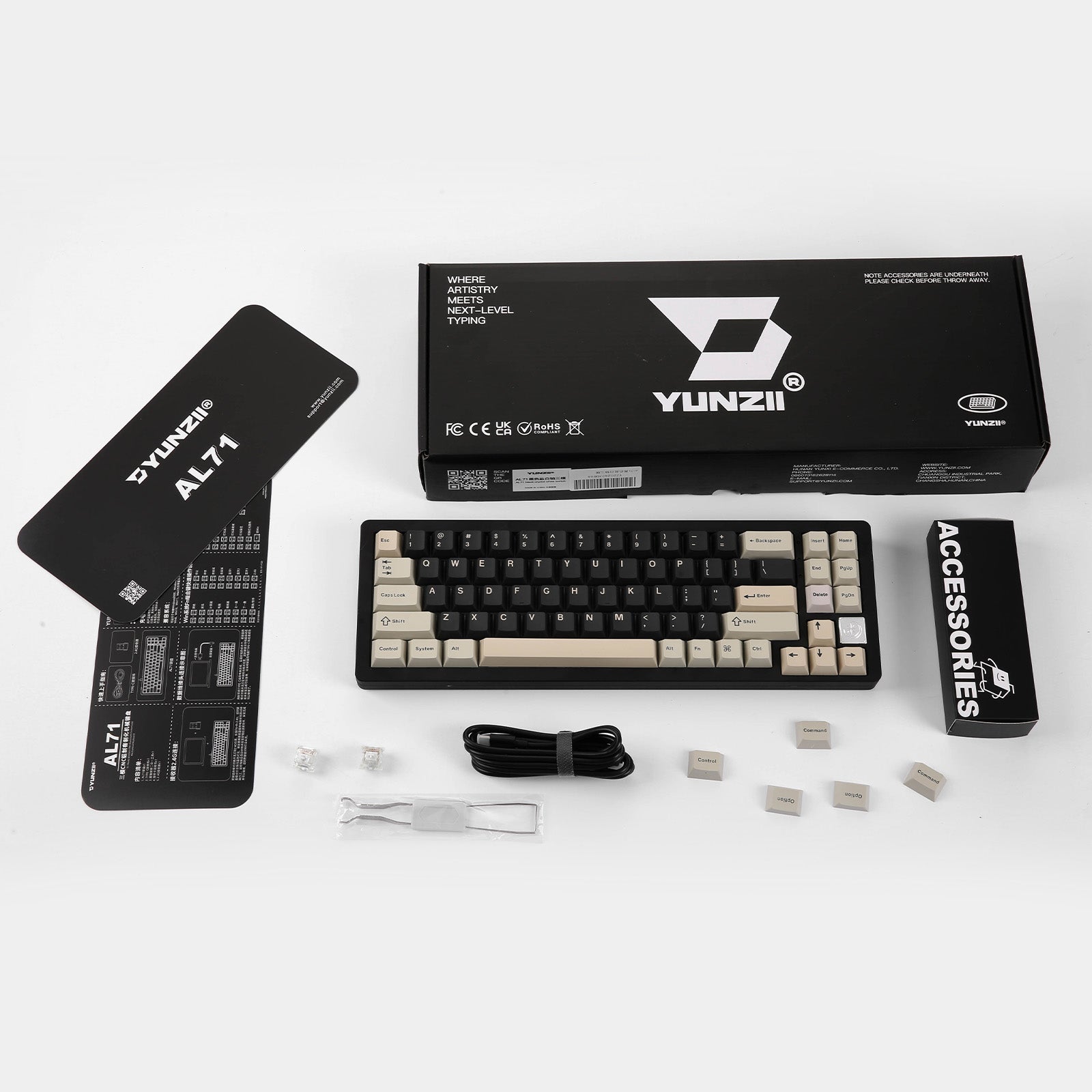 YUNZII AL71 Full Aluminum Mechanical Keyboard - 87 Keys, RGB Backlit, Wired Gaming Keyboard for PC, Mac, Laptop - Perfect for Office Work, Typing & Gaming