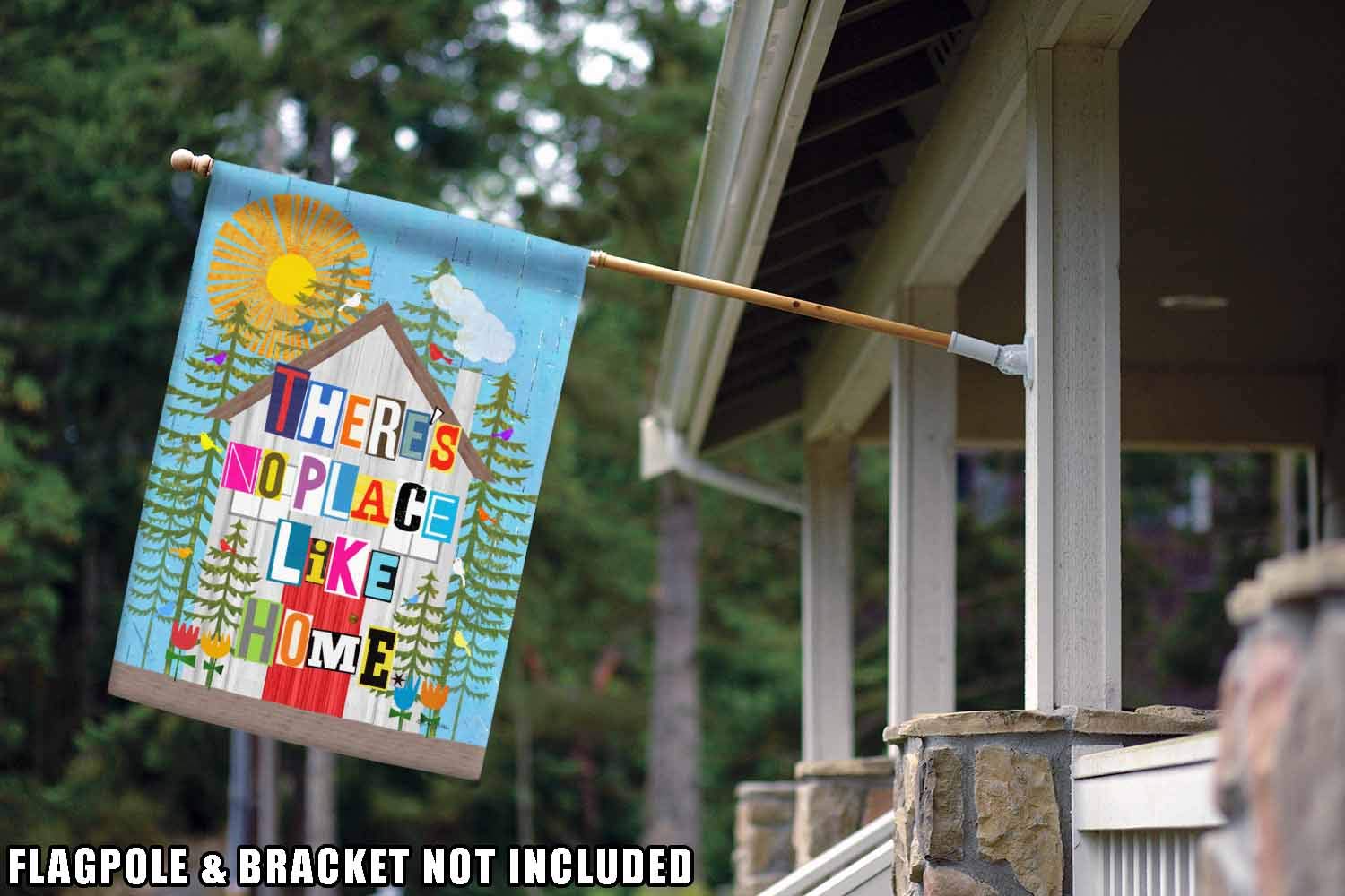 Toland Home Garden 1010793 No Place Like Home Double Sided Outdoor House Flag - 28x40 Inch Welcome Yard Decoration for Front Porch, Garden & Patio