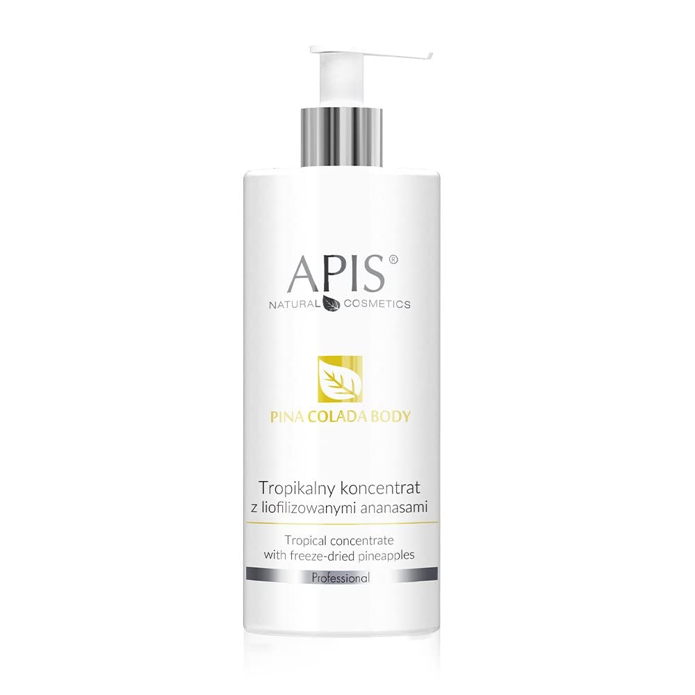 APIS Pina Colada Anti-Cellulite Body Concentrate with Freeze-Dried Pineapple, Guarana & Coconut - 500ml Tropical Body Care for Cellulite Reduction | Perfect for Spa Days & At-Home Self-Care Routines