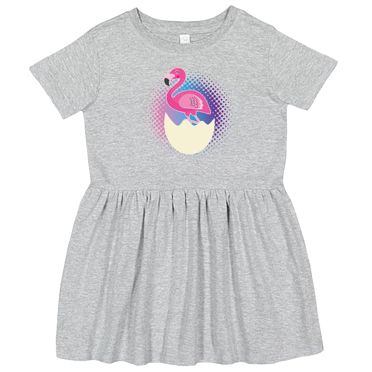 Inktastic Easter Flamingo Egg Hatching Toddler Dress for Girls - Cute Spring Outfit for Easter Egg Hunt & Photoshoots