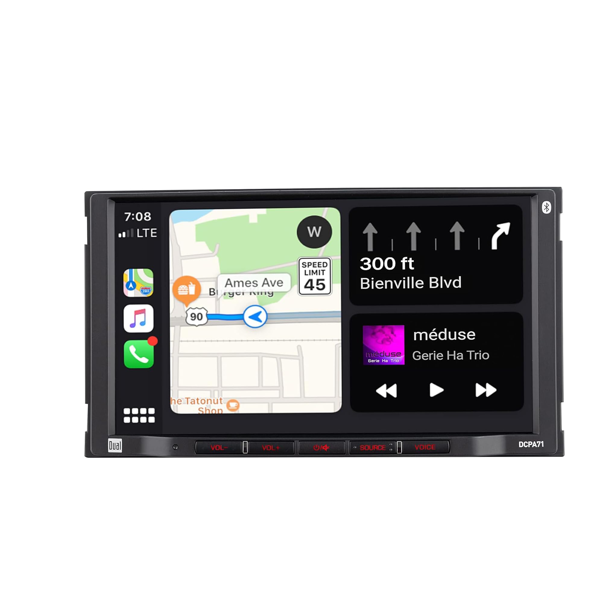 Dual Electronics DCPA71 7-inch Apple CarPlay & Android Auto Double DIN Touchscreen Car Stereo with Bluetooth, Backup Camera Input - Hands-Free Calling & Music Streaming for Safe Driving