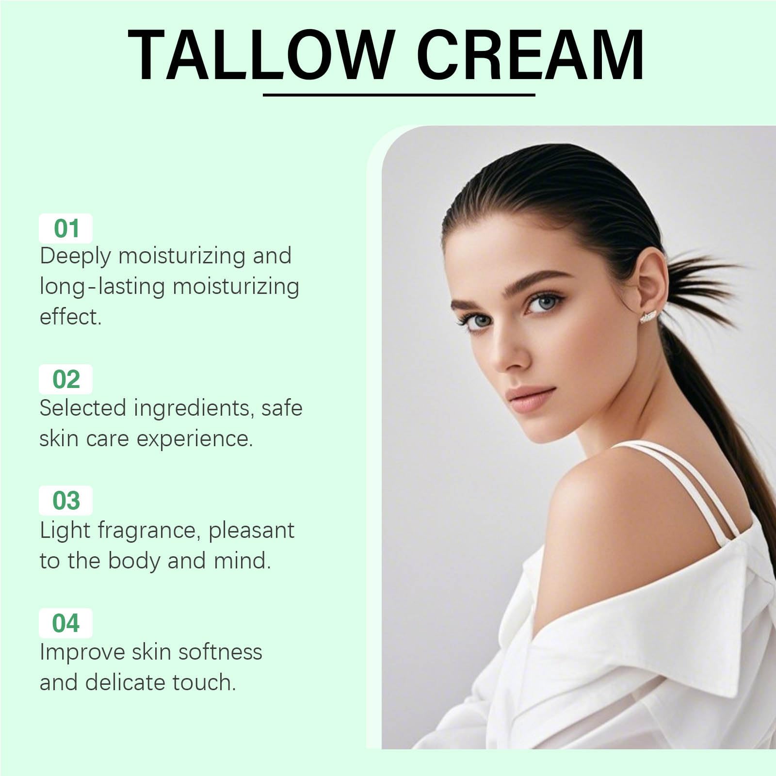 Organic Grass-Fed Beef Tallow with Frankincense & Castor Oil - All-Natural Skin Moisturizer for Face & Body - Hydrating Tallow Balm for Dry Skin, Eczema & Anti-Aging - Perfect for DIY Skincare & Natural Beauty Routine (1PC)